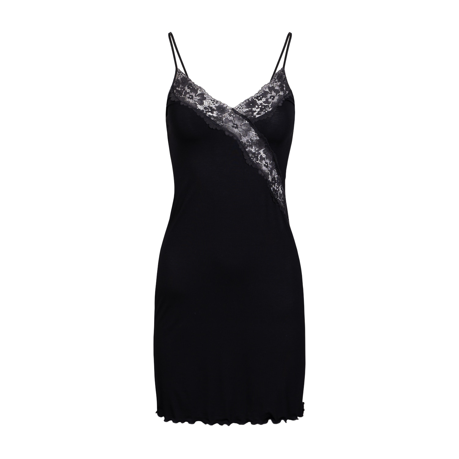 Oh!zuza Night&day Women's Short Lace Nightdress In Black In Black