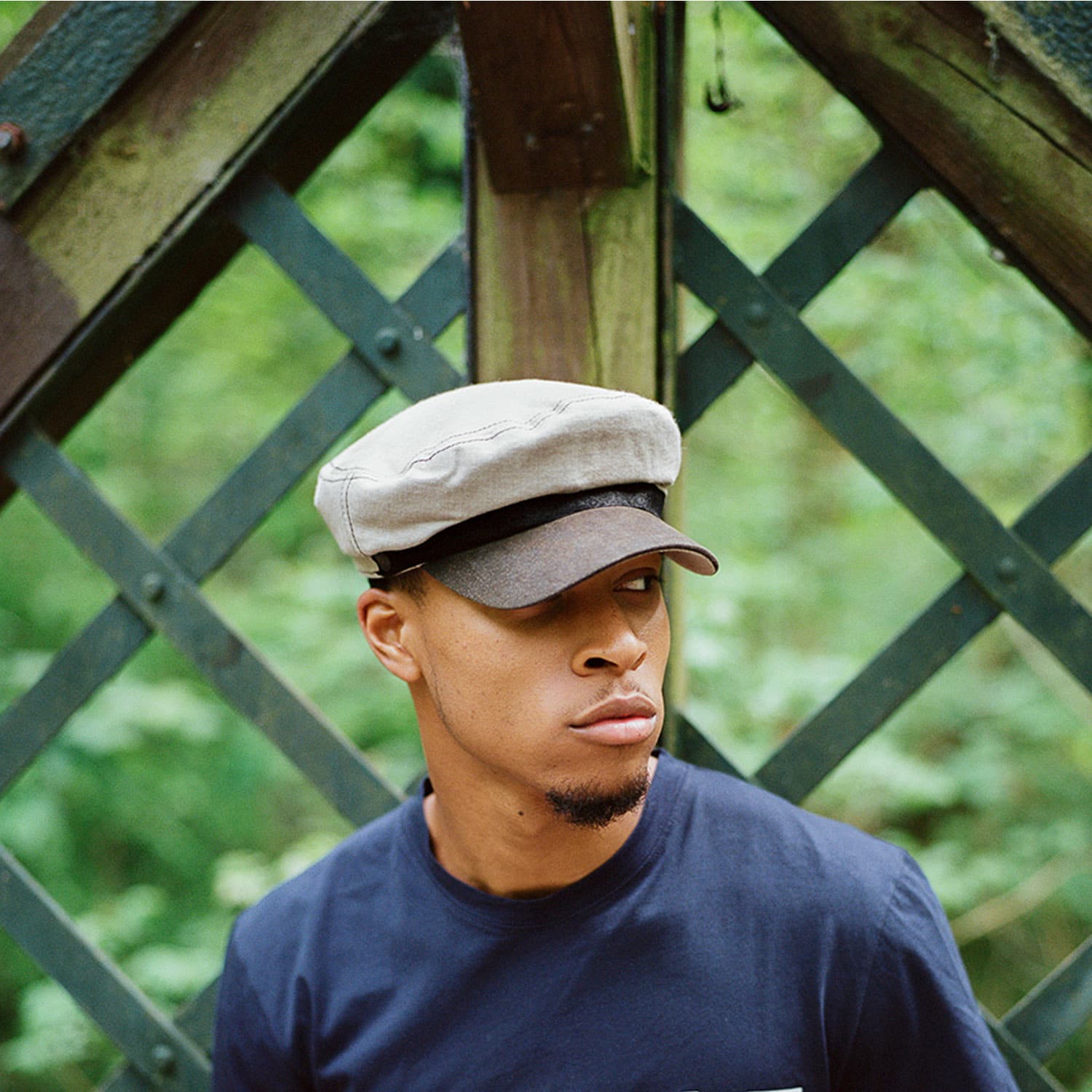 Laboca Grey Linen Fisherman's Cap Sailor Cap With Leather