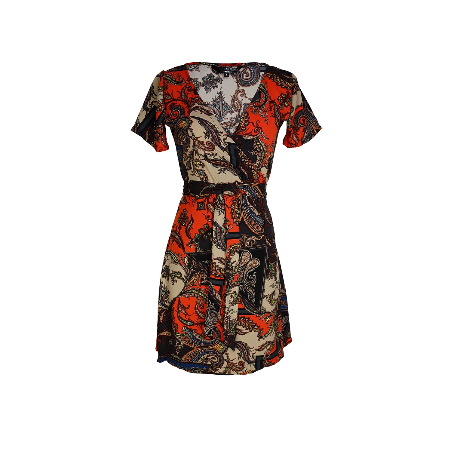 Women’s Paisley Mosaic Wrap Dress In Mini Medium Jennafer Grace