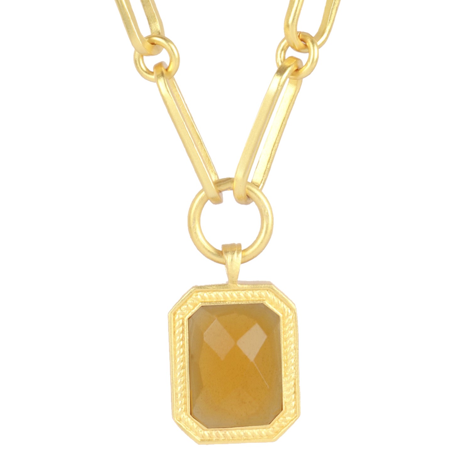 Lila Rasa Women's Gold / Yellow / Orange Paperclip Chain Rectangular Citrine Crystal