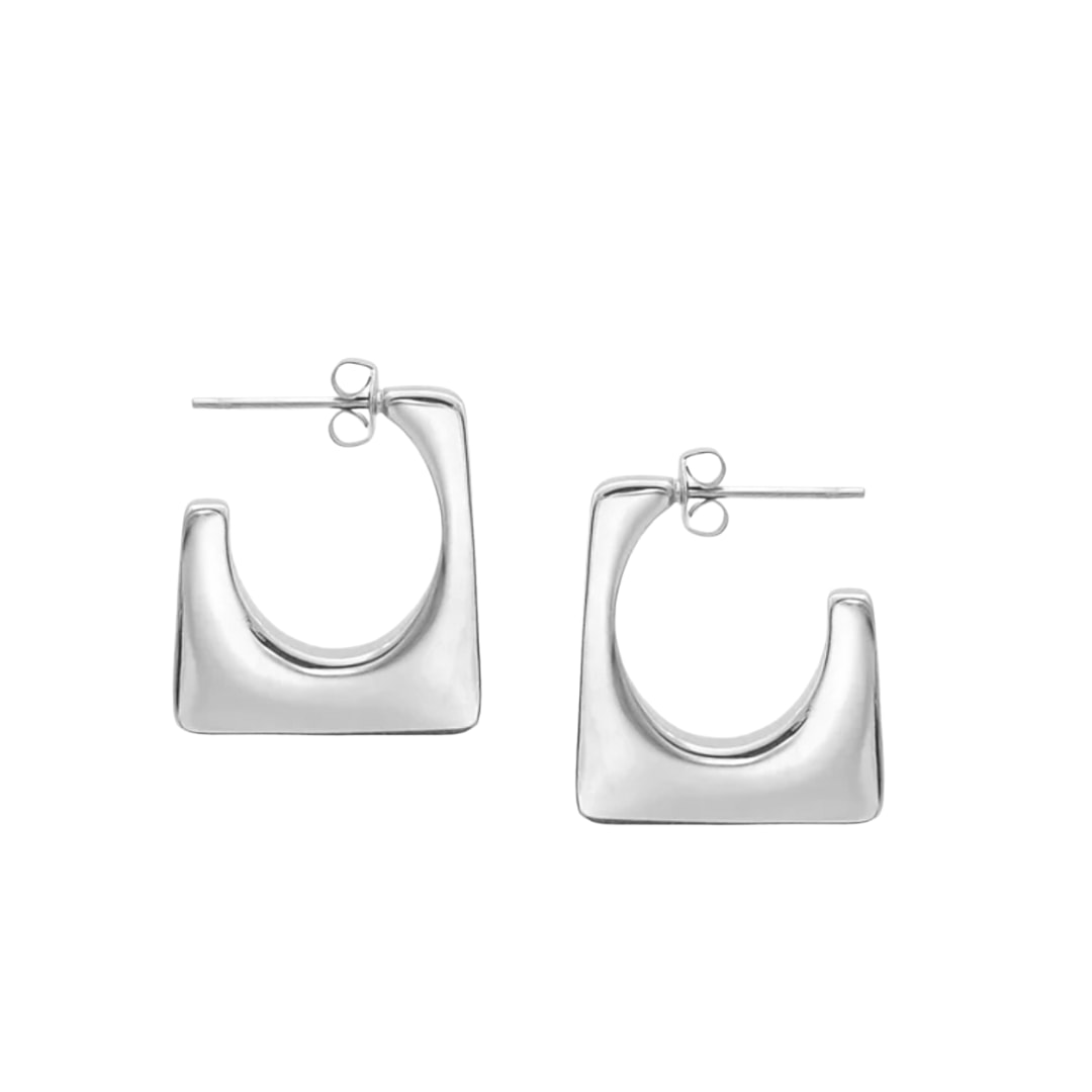 Mg Jewelry Women's Squared Off Earrings - Silver In Silver