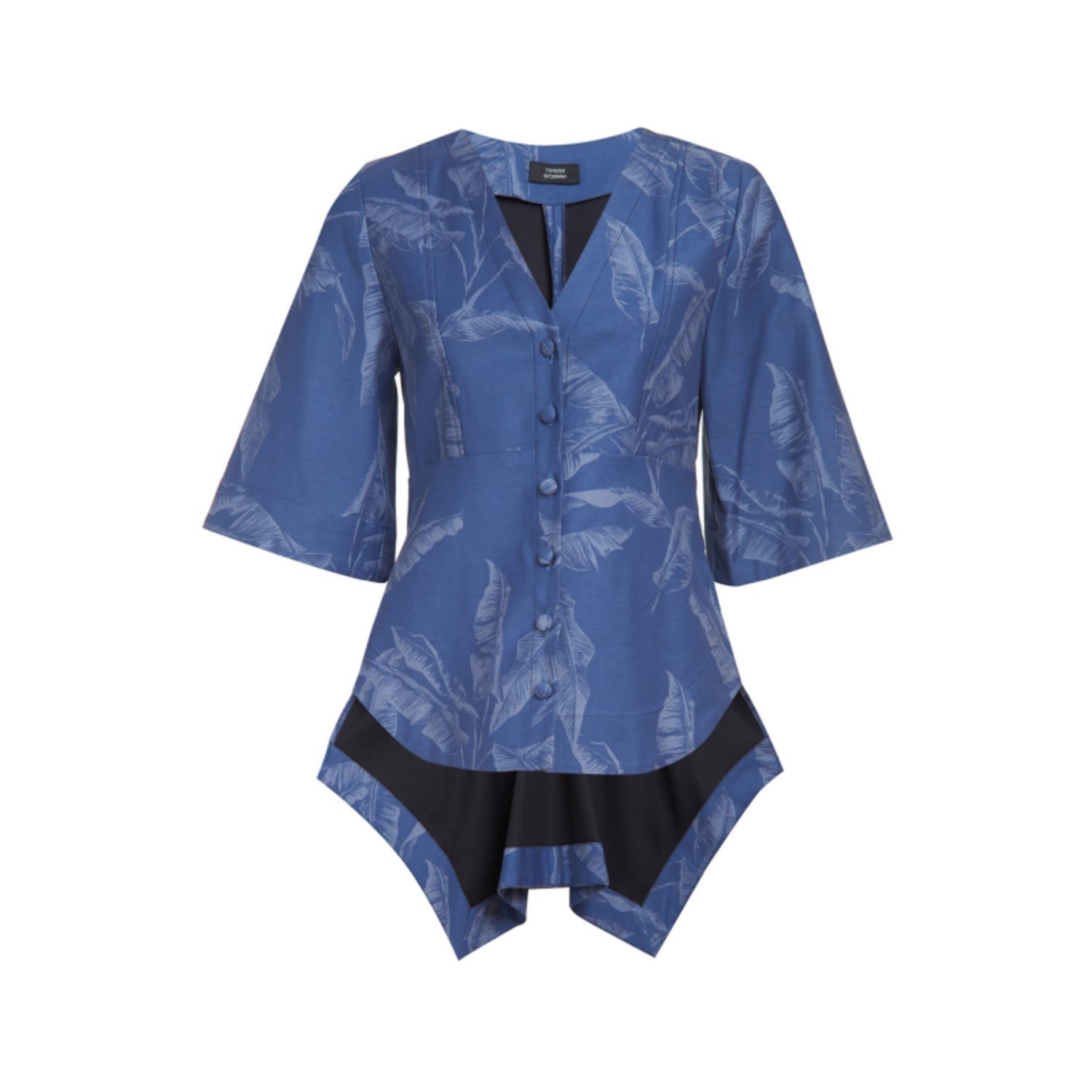 Terese Sydonna Women's Blue Hi-lo Printed Denim Top In Blue