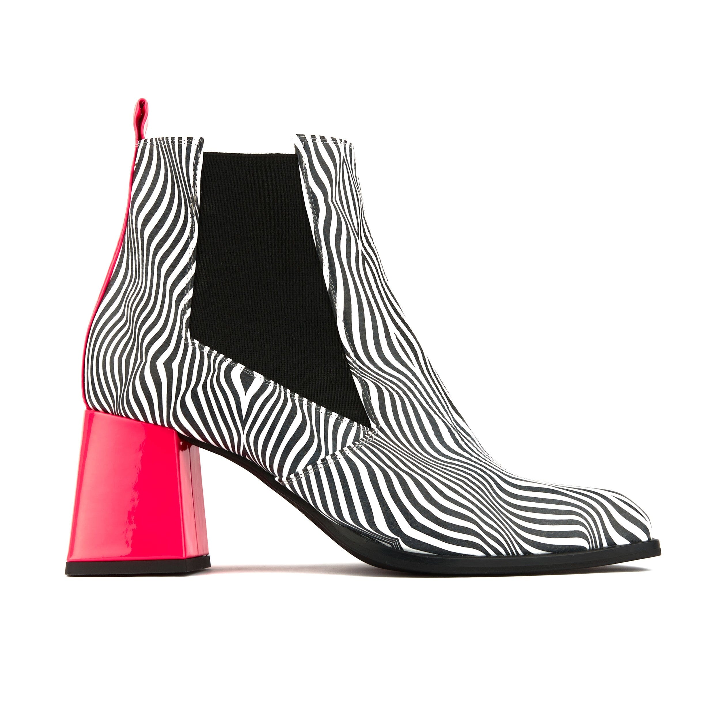 Black / White / Pink Claudia Mini - Optical Zebra & Black & Pink - Womens Ankle Boots 8 Uk Embassy London Usa