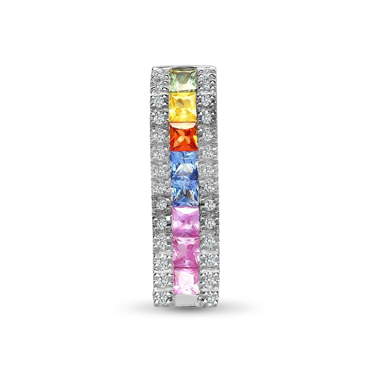 Women’s White Gold Diamond And Multi Coloured Sapphire Pendant Cervin Blanc