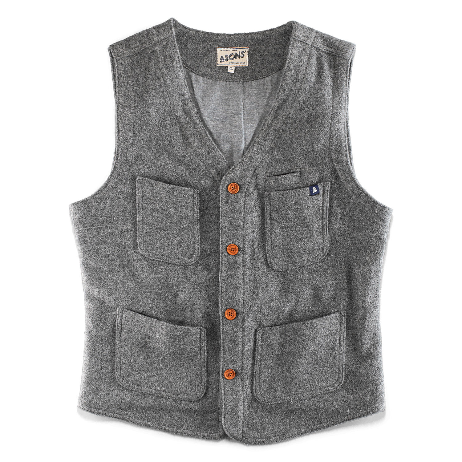 Men’s &Sons Drifter Wool Waistcoat Grey Medium &Sons Trading Co