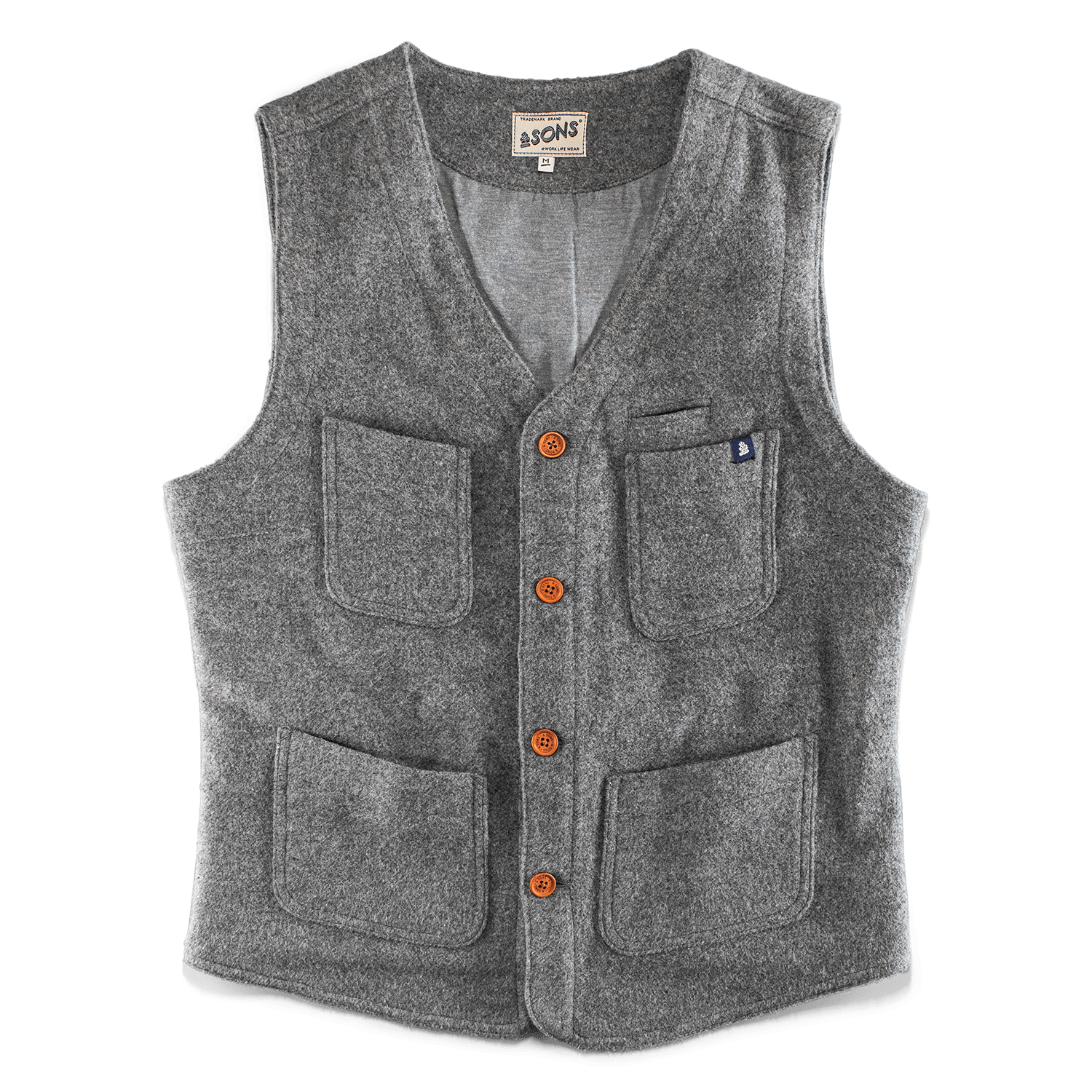 &sons Trading Co Men's &sons Drifter Wool Waistcoat Grey In Grey