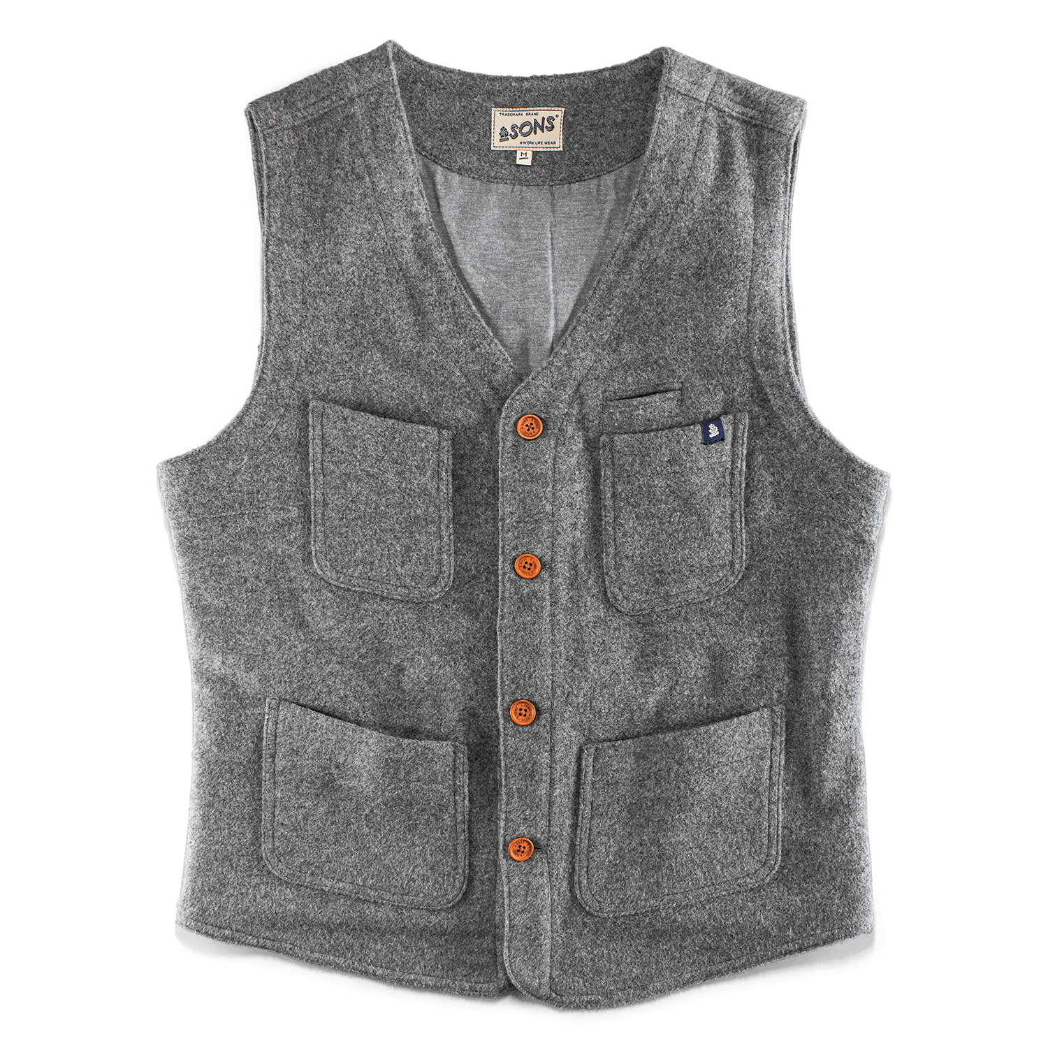 &sons Trading Co Men's &sons Drifter Wool Waistcoat Grey In Gray