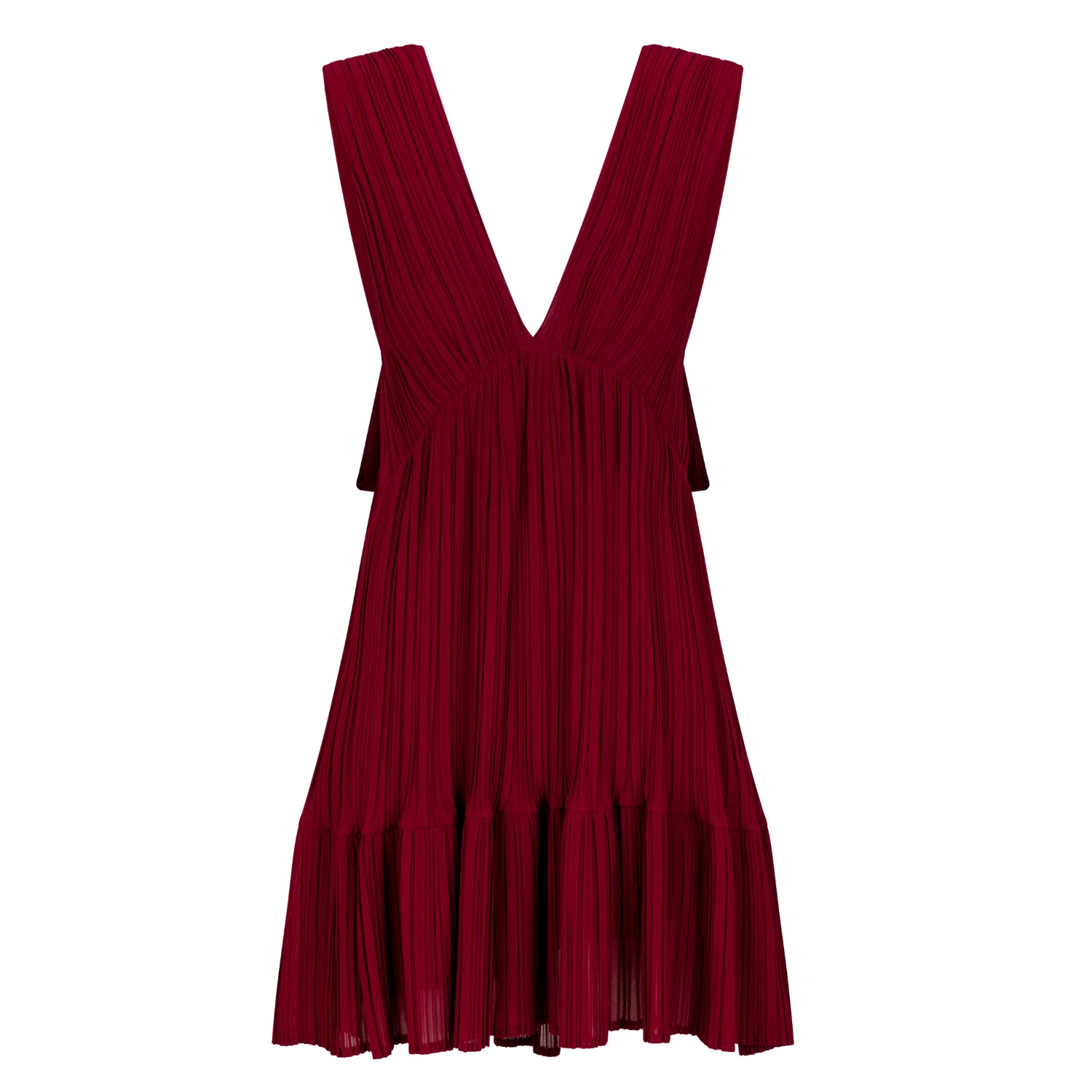 Women’s Red Pleated Ruffle Mini Dress S/M Langner