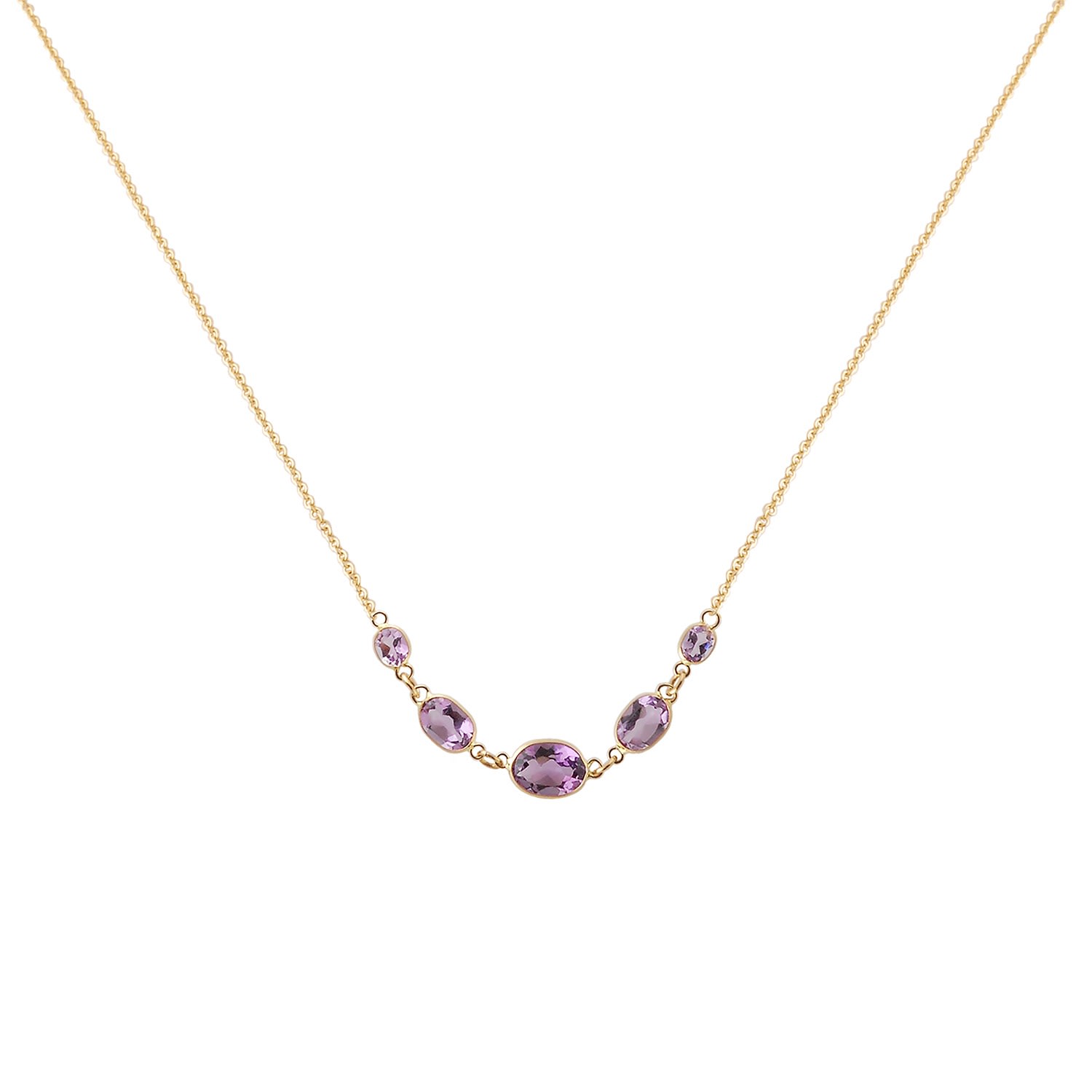 Women’s Gold / Pink / Purple Five Stone Bezel Set Amethyst Necklace In 14K Yellow Gold Amy Gambill Designs