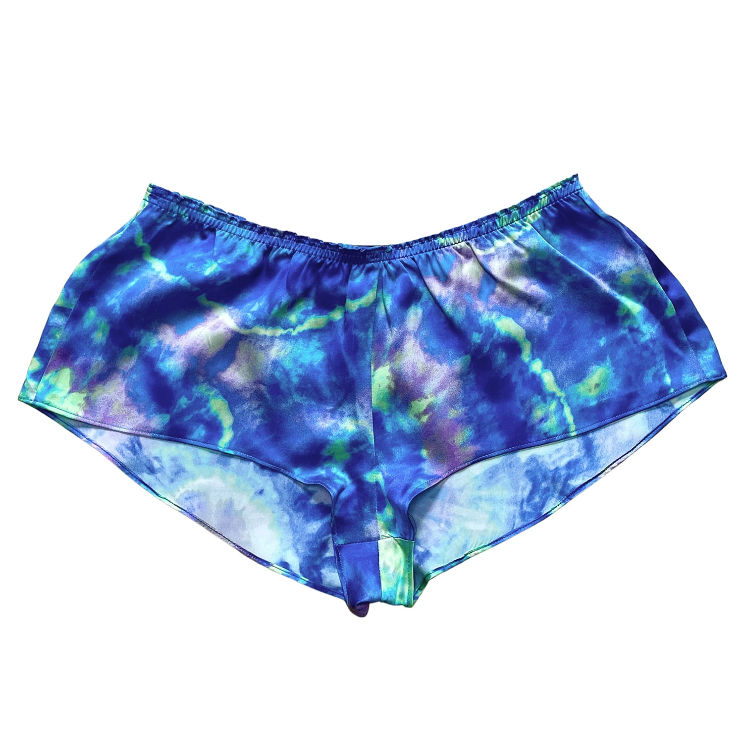 Roy G. Women's Blue / Pink / Purple Aura Geode Tie Dye Silk Flutter Shorts In Blue/pink/purple