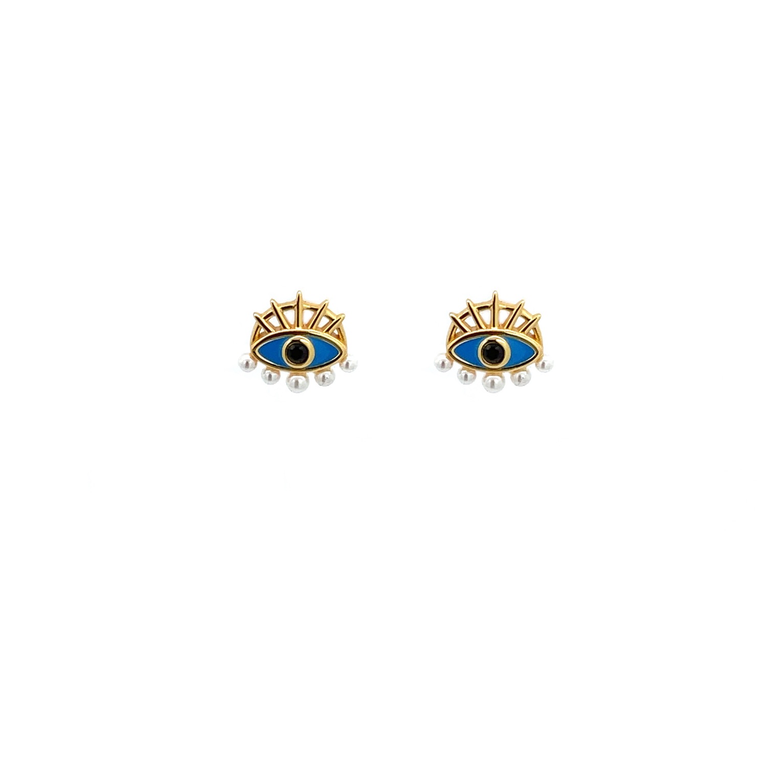 Women’s Freya Evil Eye & Pearl Earrings - Blue Gosia Orlowska