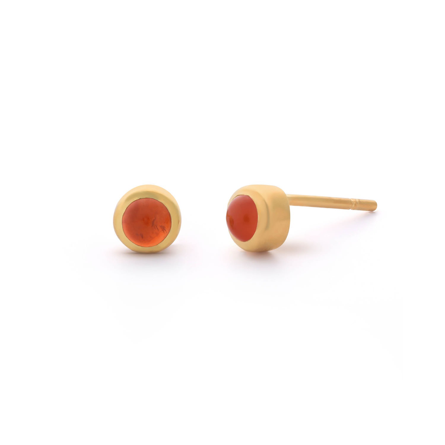 Nellou Jewellery Women's Yellow / Orange Carnelian Mini Gem Dot July Birthstone Earrings Gold Plated Sterling Silver