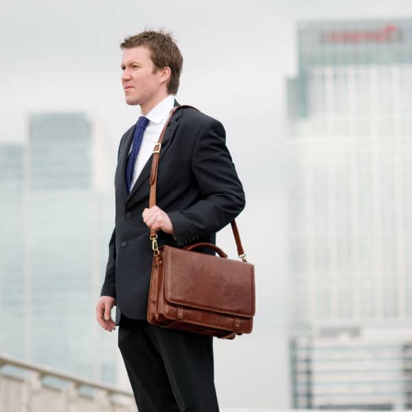 MAXWELL SCOTT BAGS Luxury Italian Leather Men's Business Satchel Briefcase Battista Dark Chocolate Brown