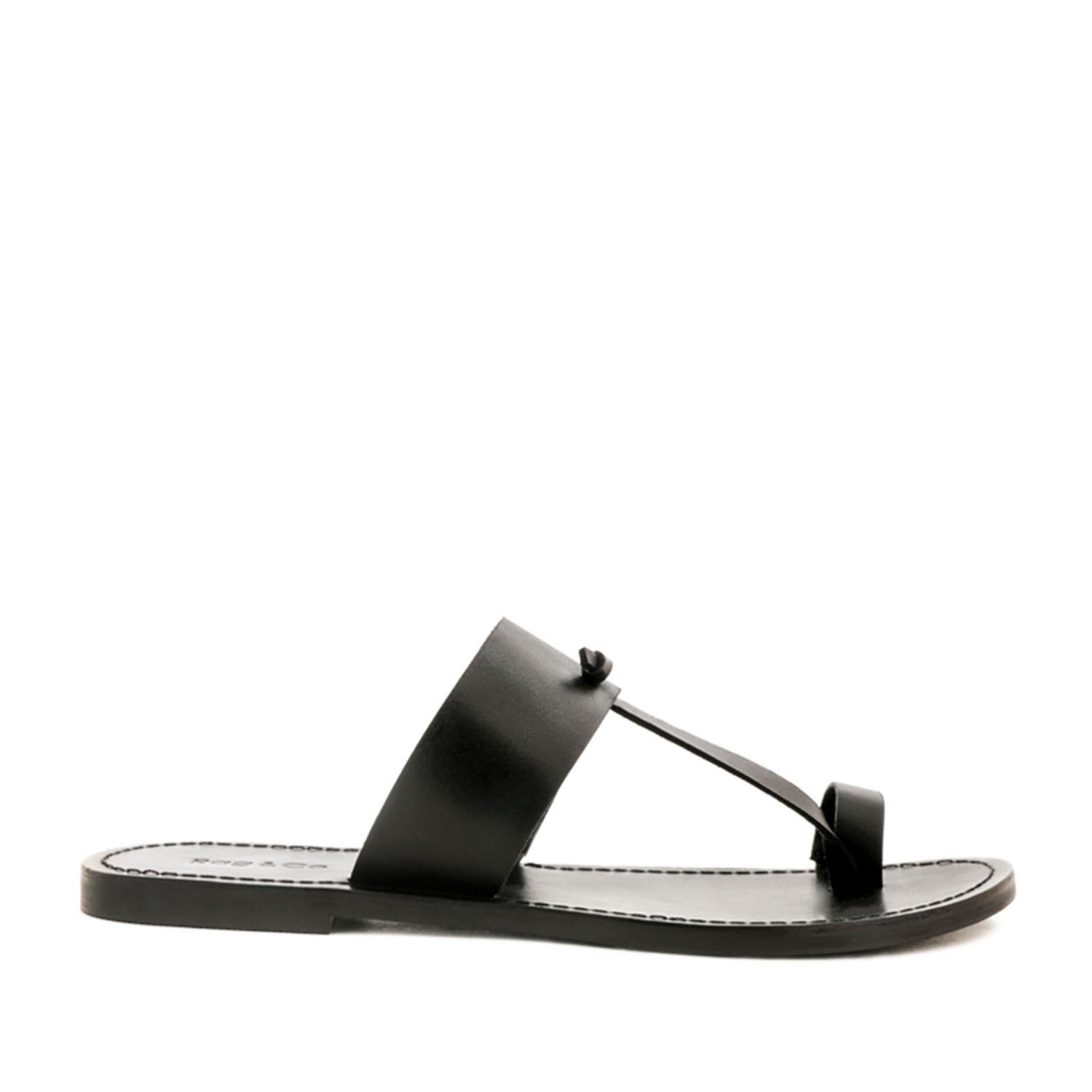 Rag & Co Leona Black Thong Flat Sandals In Black