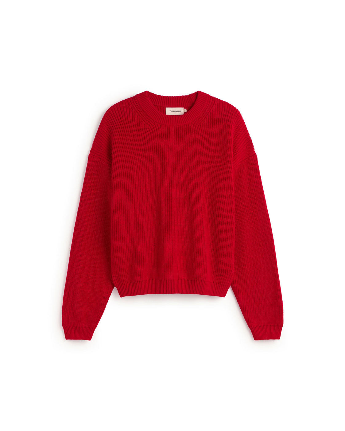 Thinking Mu Women's Red Organic Cotton Carmen Sweater In Red