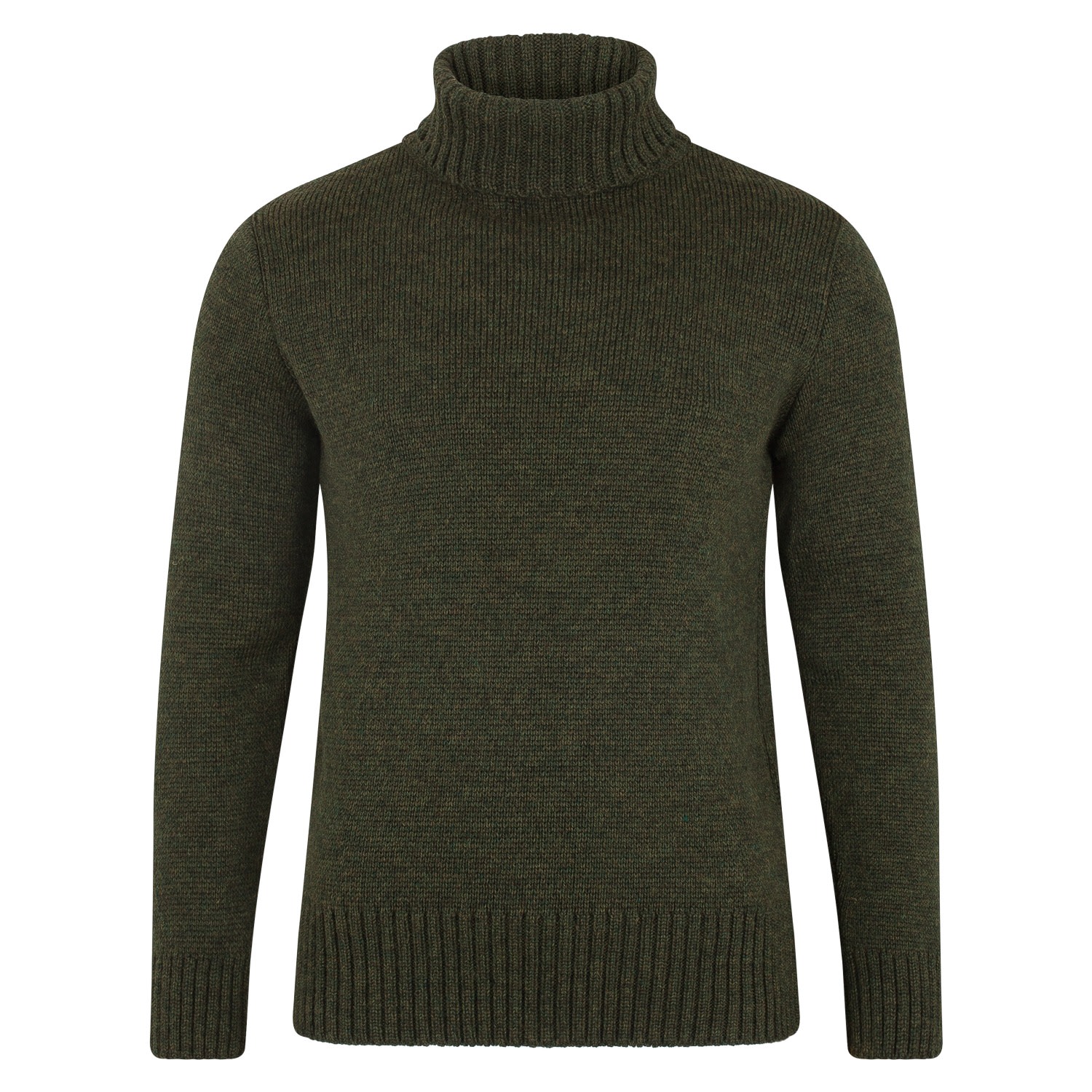 Paul James Knitwear Men's The Fitted Submariner Lloyd Roll Neck Merino Wool Jumper - Green In Green