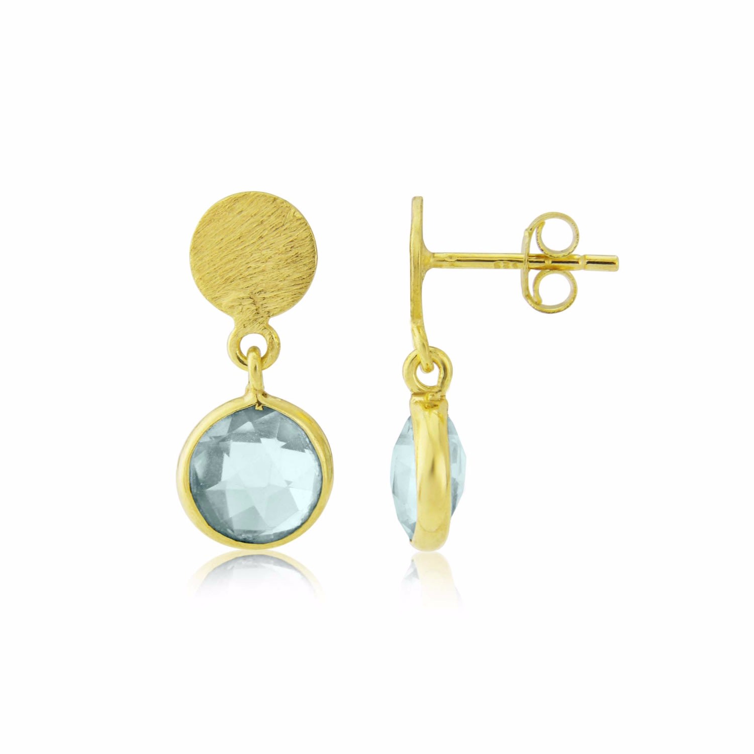 Women’s Gold / Blue Salina Gold Vermeil & Blue Topaz Gemstone Drop Earrings Auree Jewellery