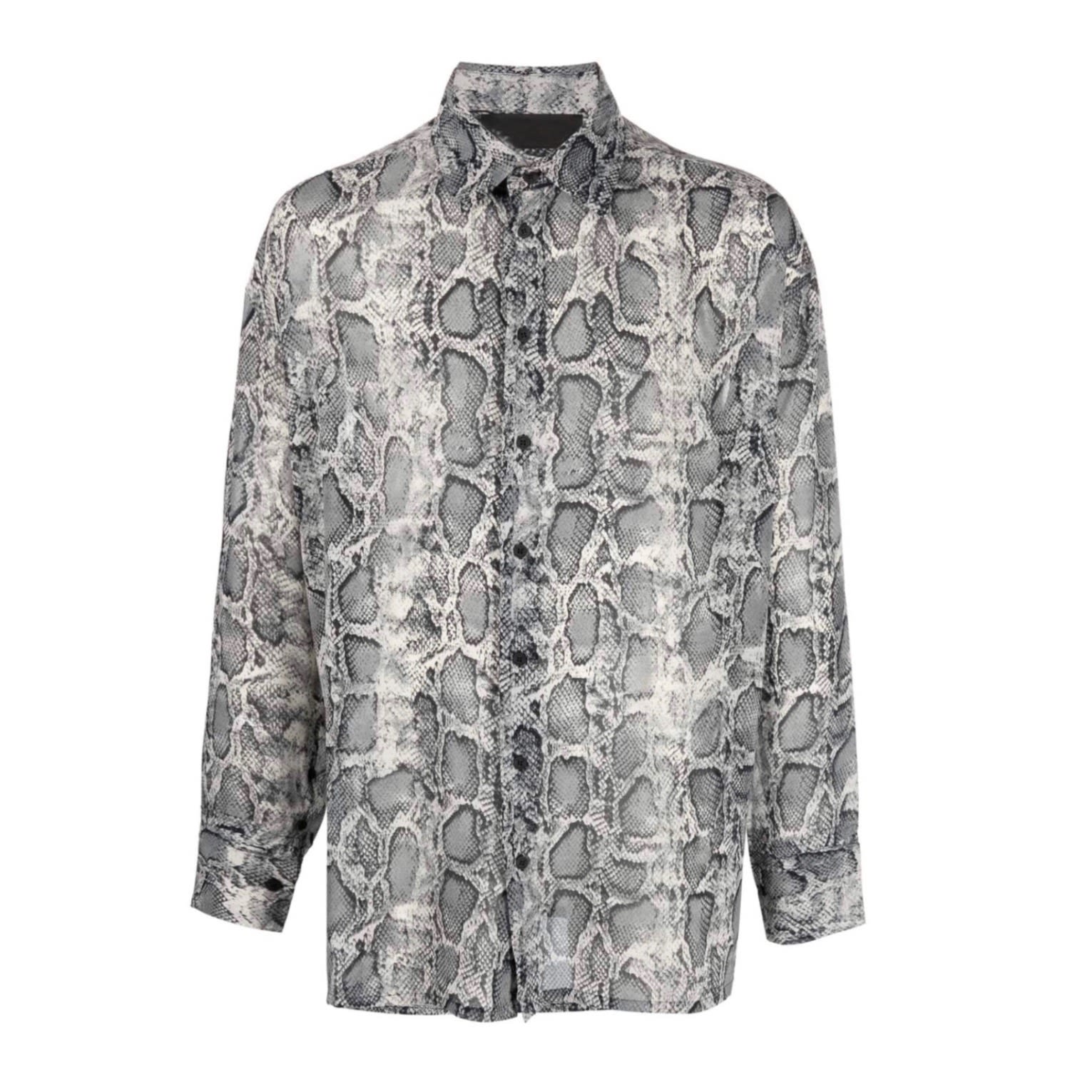 Tessitura Men's Black / White Monochrome Snake Print Shirt In Multi