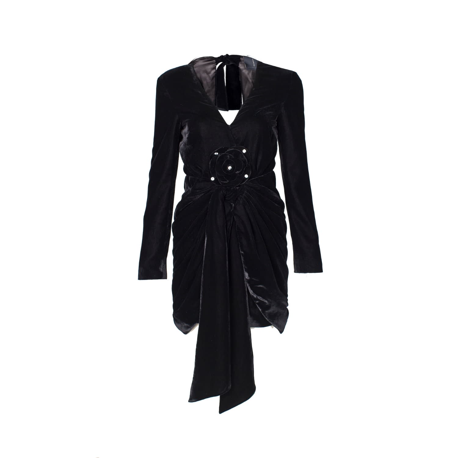black velvet v neck dress