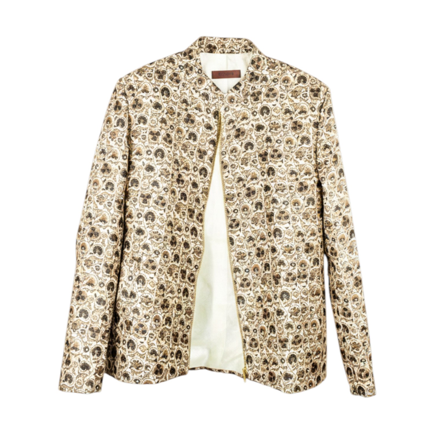 Stovaria Men's Gold Cruelty Free Silk Statement Zipper Jacket - Handwoven And Hand Block Printed