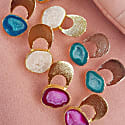 Yaa Yaa London Quietly Confident Rose Gold Green Agate Crystal Earrings In Crystal