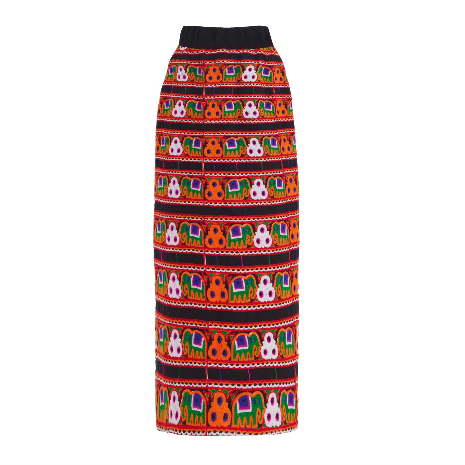 Julia Allert Women's Yellow / Orange Mid-calf Embroidered Skirt With Ornate Pattern Colorful In Yellow/orange