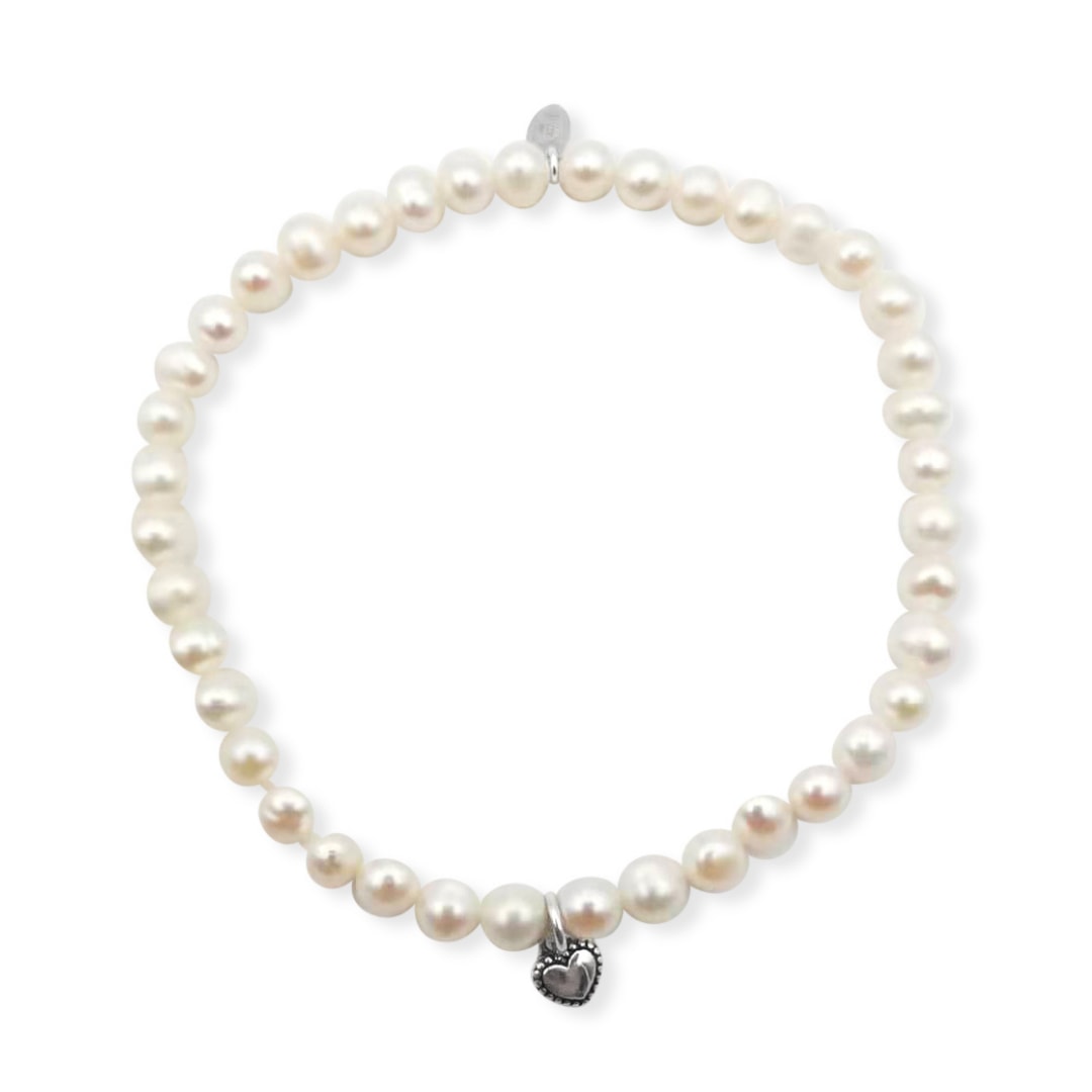 Women’s La Pierre White Fresh Water Pearl Stretchy Bracelet Fv Jewellery