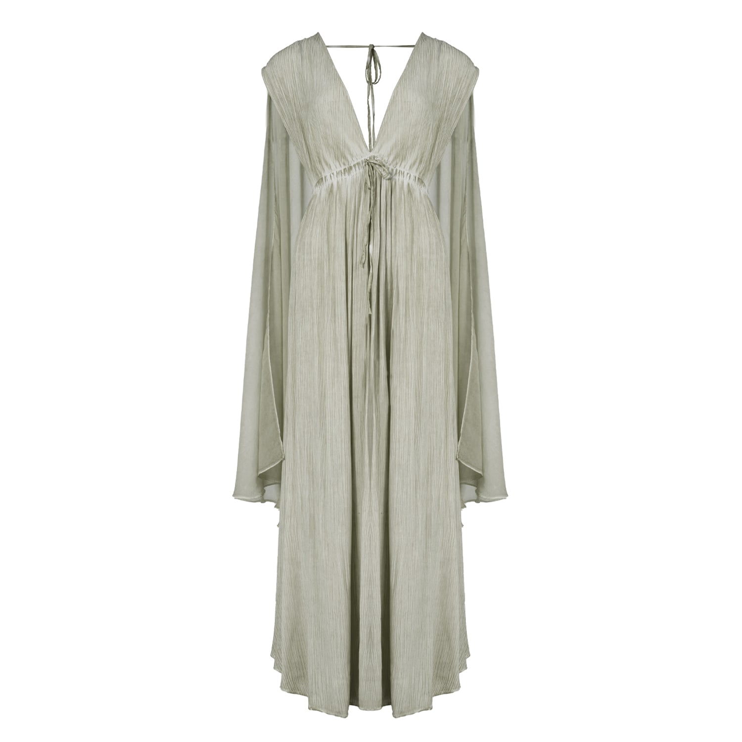 Zhenabia Women's Green / Neutrals Fairy Dress Khaki Green - Boho Maxi Dress In Green