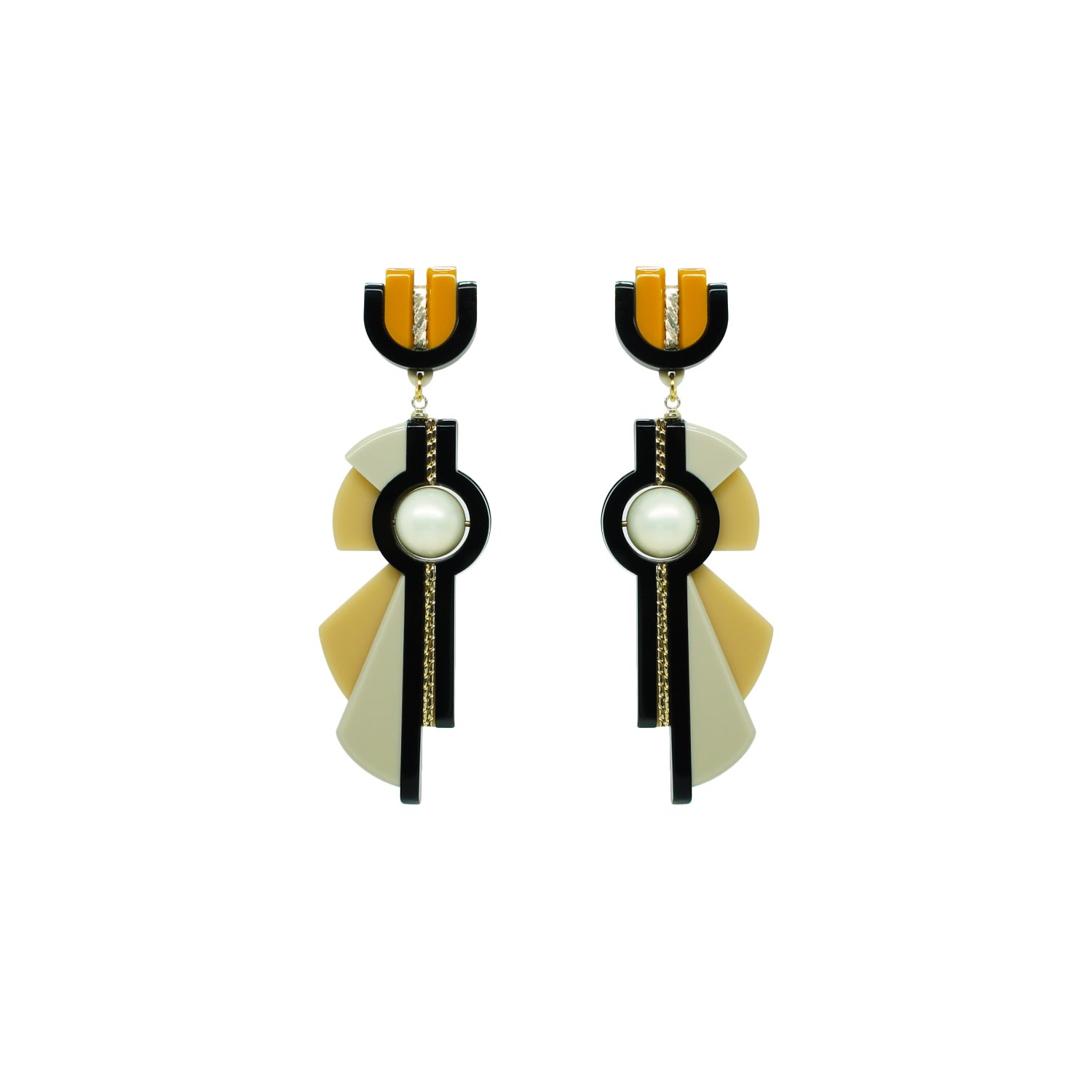 Gissa Bicalho Women's Neutrals Handmade Acrylic Earring Allamanda - Kahki In Gold