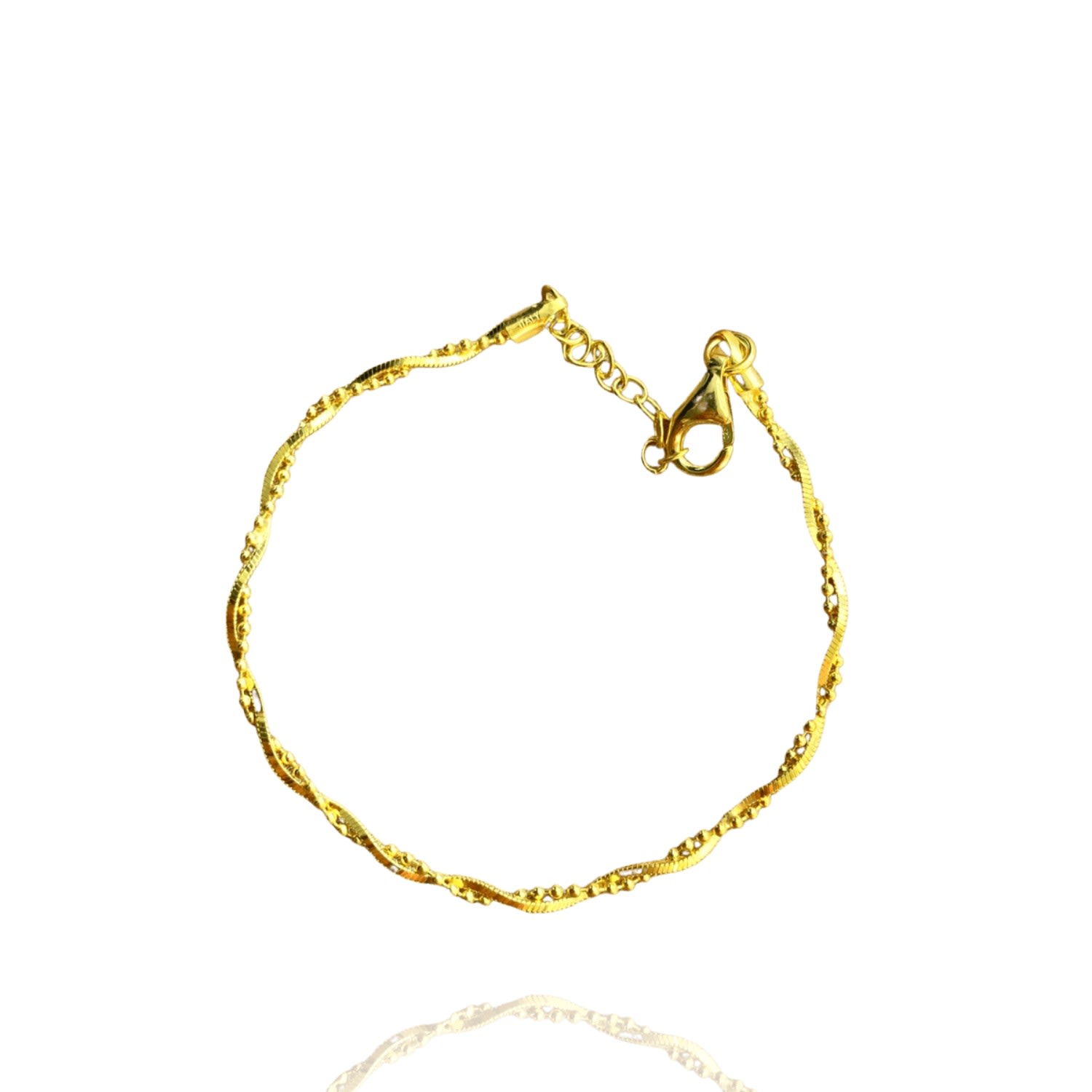 Spero London Women's Bead Chain Twisted Sterling Silver Bracelet - Gold