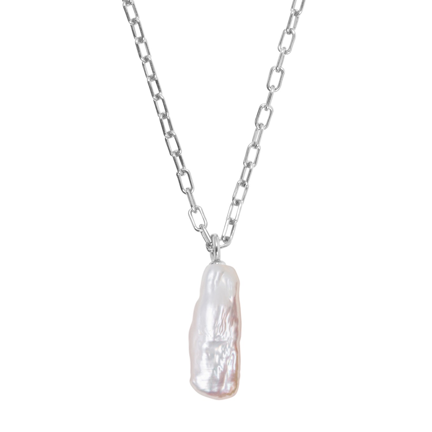 Women’s White / Silver Coralia Long Baroque Pearl Pendant - Silver Ora Pearls