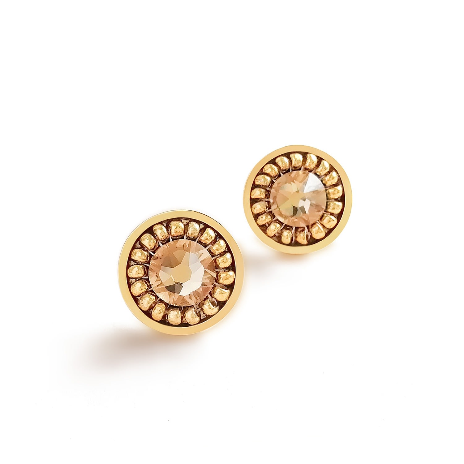 Women’s Gold Vintage Sparkle Stud Earrings - Light Topaz Eden + Elie