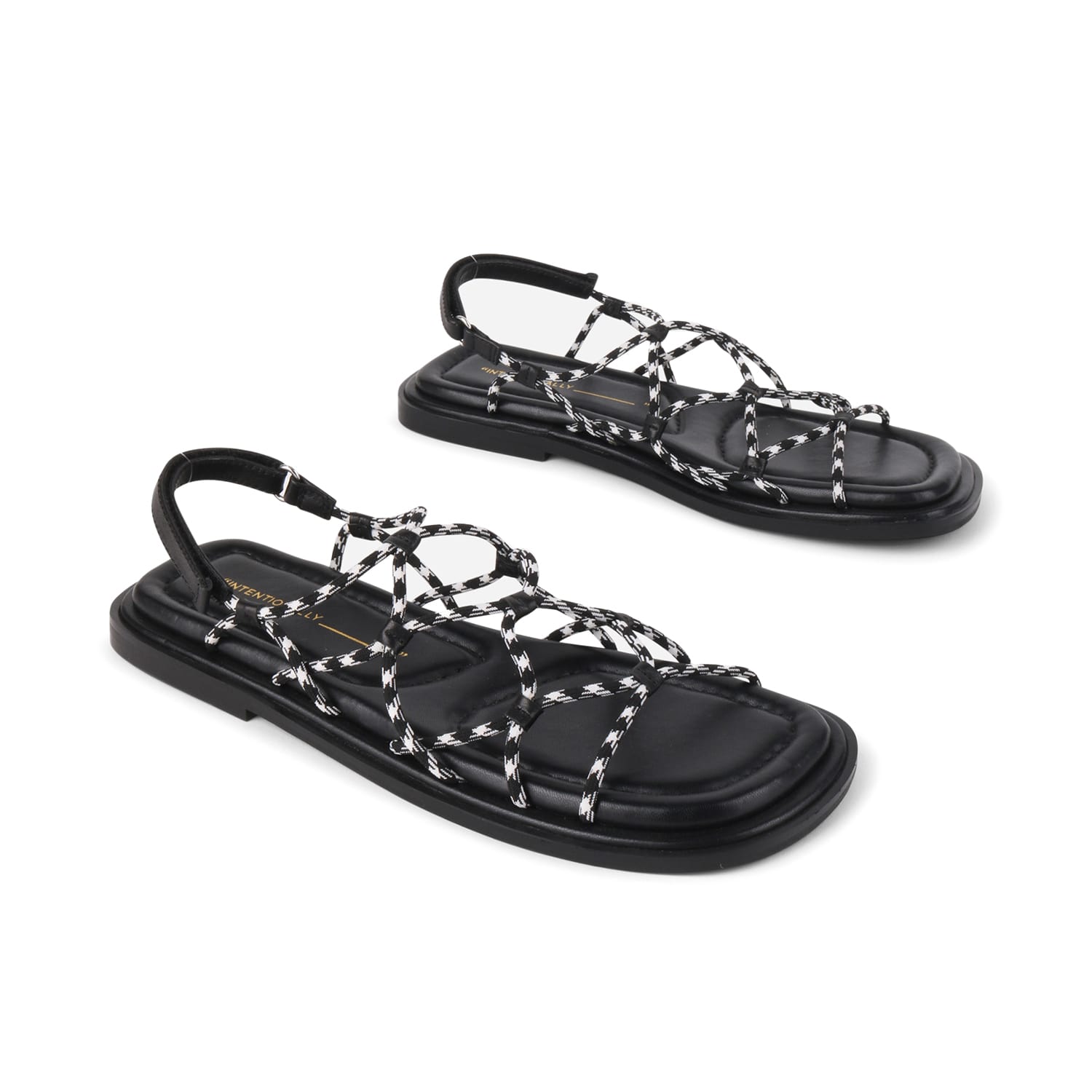 Intentionally Blank Lychee Sandals Black White In Black