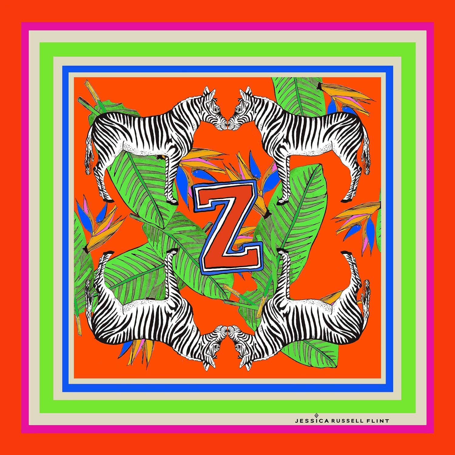 Jessica Russell Flint Z For Zebra Alphabet Print In Orange