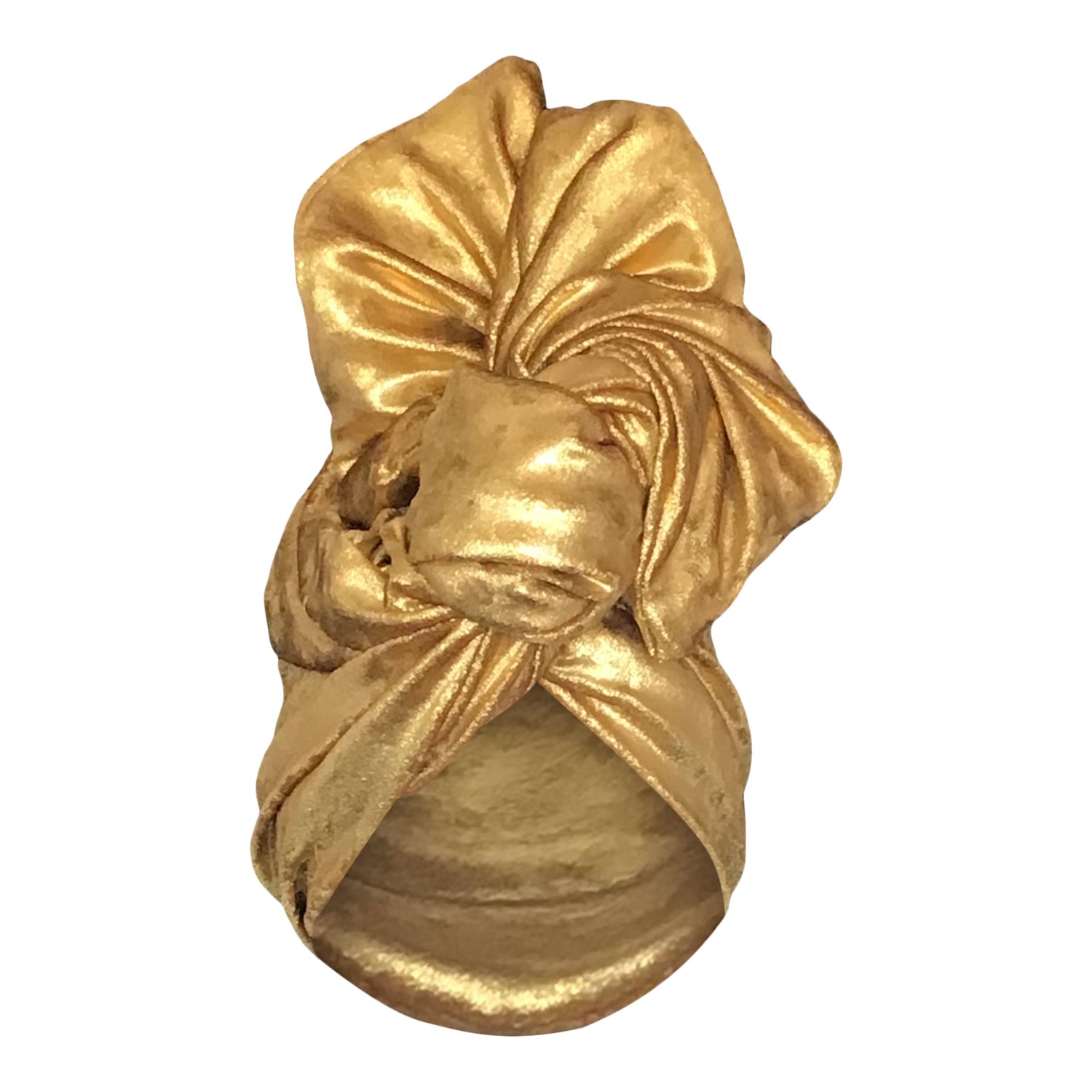 Romer Millinery Women's Twisturban Turban In Hammered Gold Stretch Velvet In Gold