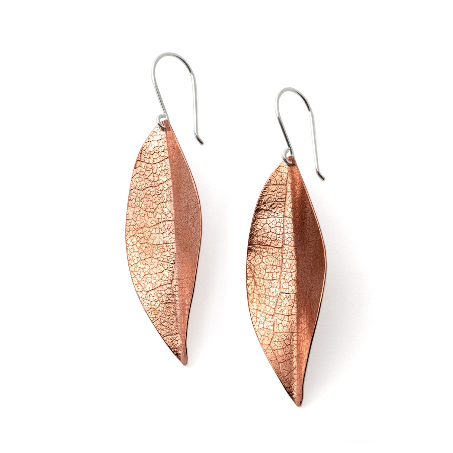 Zula Jewelry + Design Women's Yellow / Orange Copper Autumn Leaf Earrings, X Large