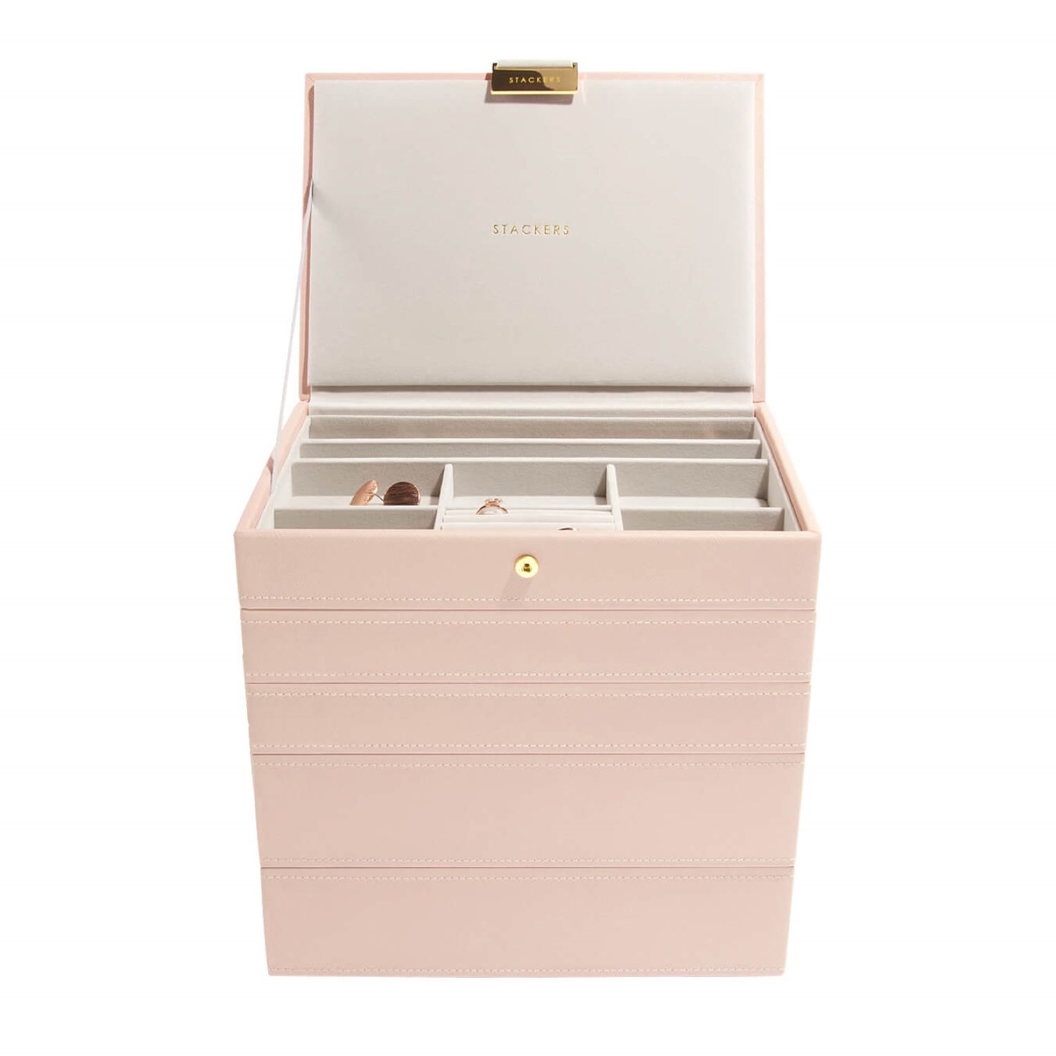 Stackers Women's  Blush Pink Classic Jewelry Box Set Of Five Champagne Gold In Pink