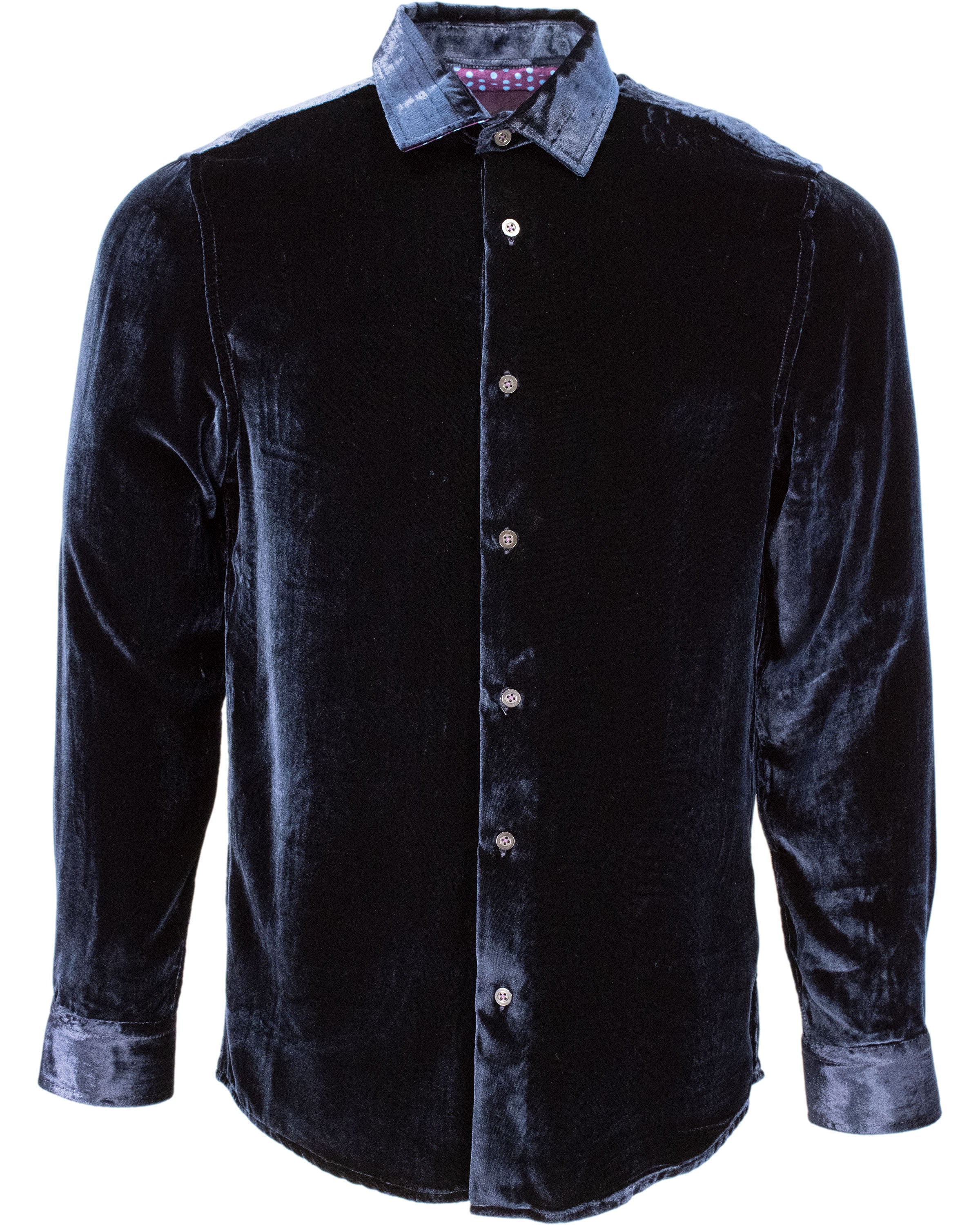 Lords Of Harlech Ned Velvet Shirt In Blue