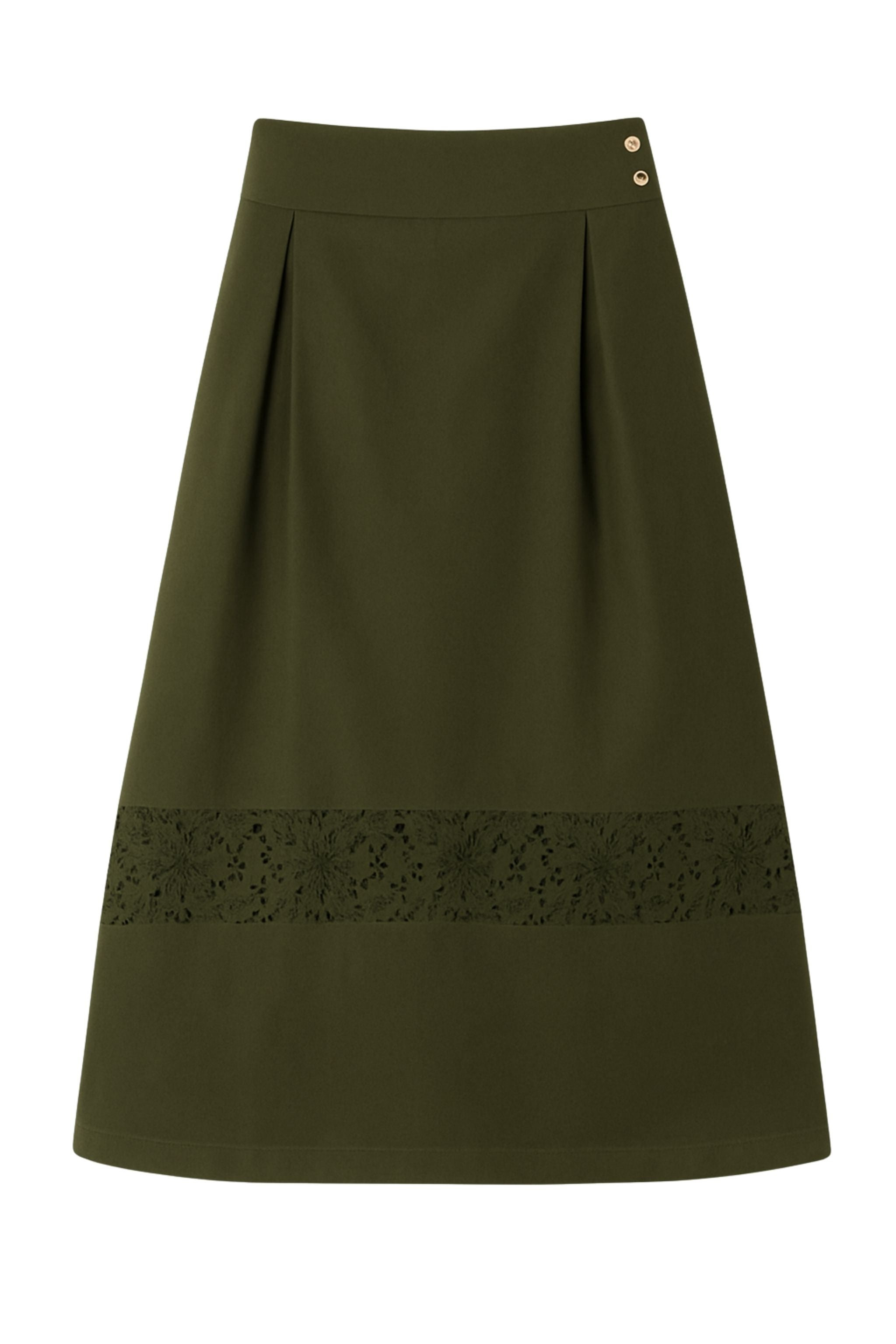 Sophie Cameron Davies Women's Khaki Green Cotton Midi Skirt In Green