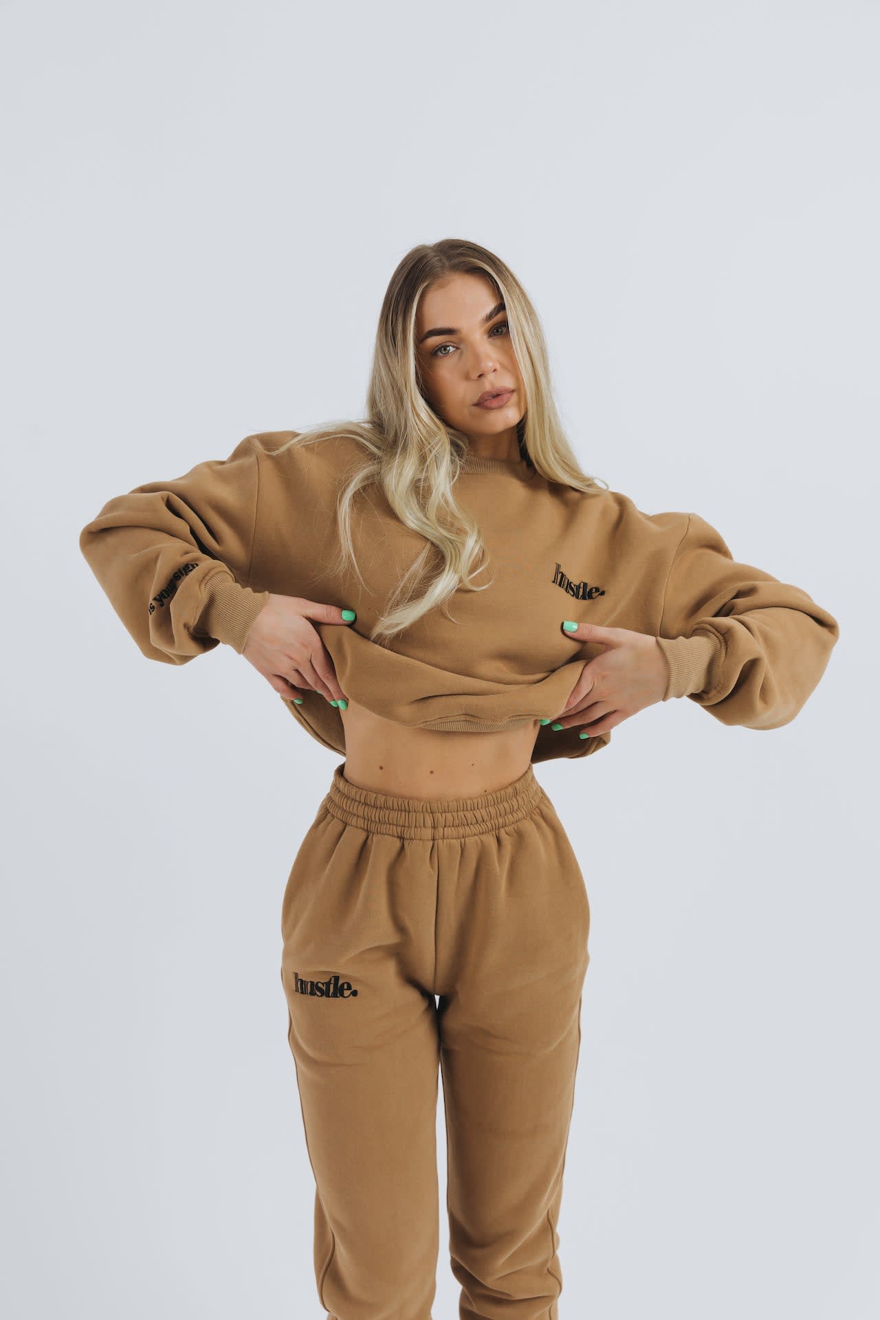 The Angel Number Sweatpants Camel Hustle the Label Wolf Badger