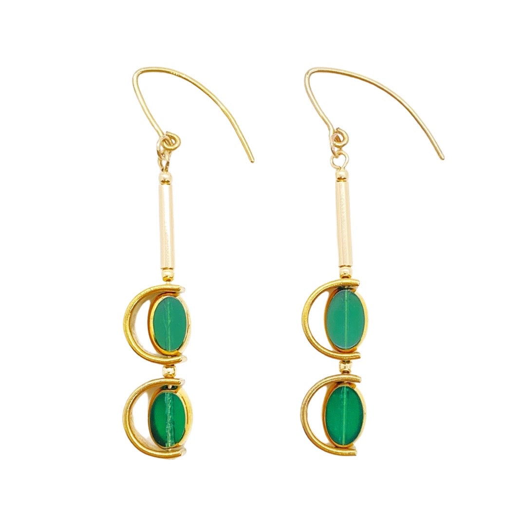 Women’s Semicircle Green Art Deco Earrings Aracheli Studio