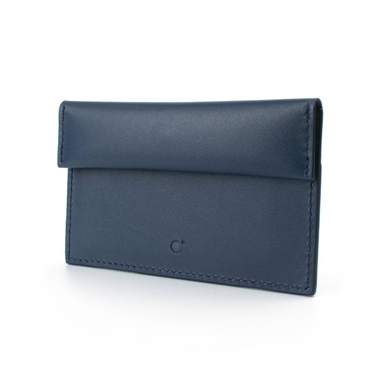 Godi. Men's Handmade Compact Leather Coin And Card Holder - Navy Blue In Blue