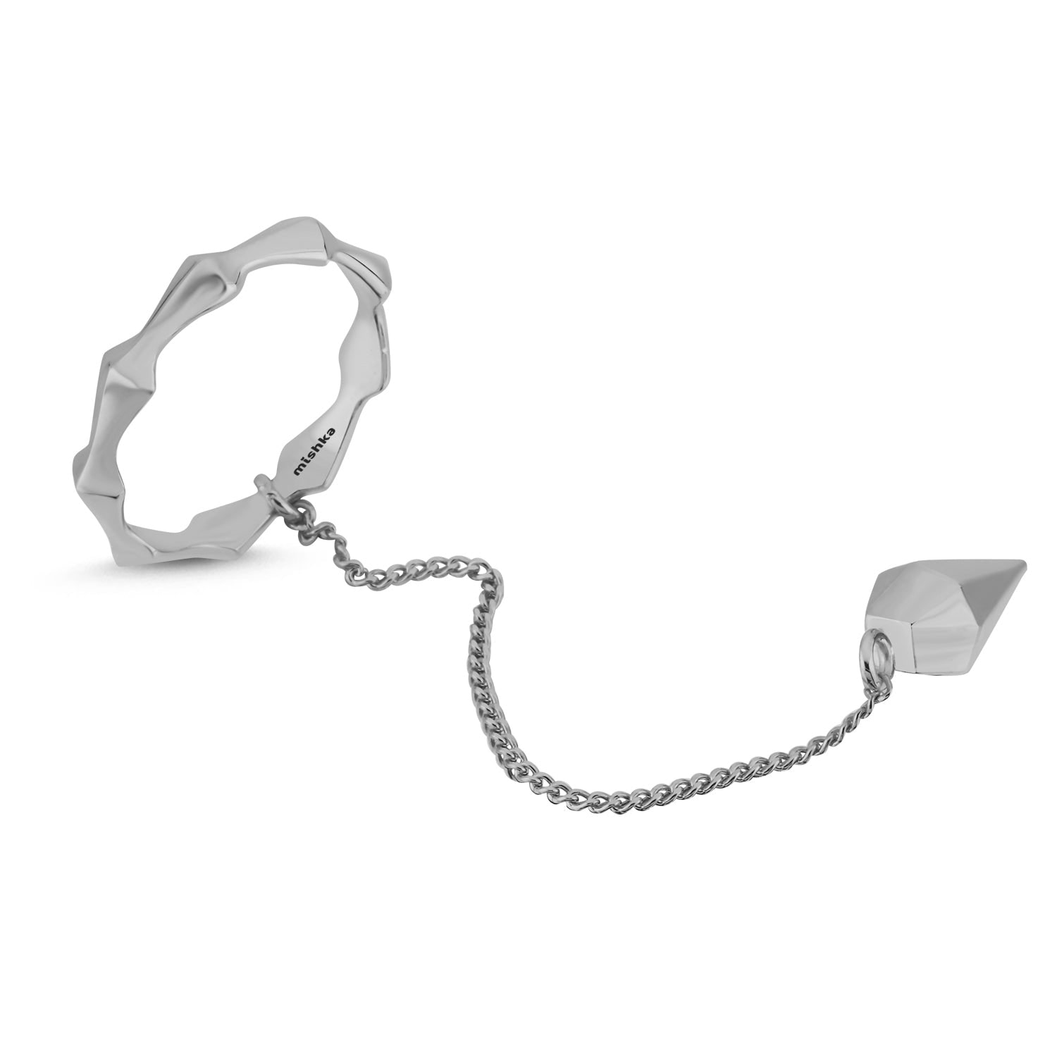 Mishka Women's Tricky Ring With Chain Silver In Silver