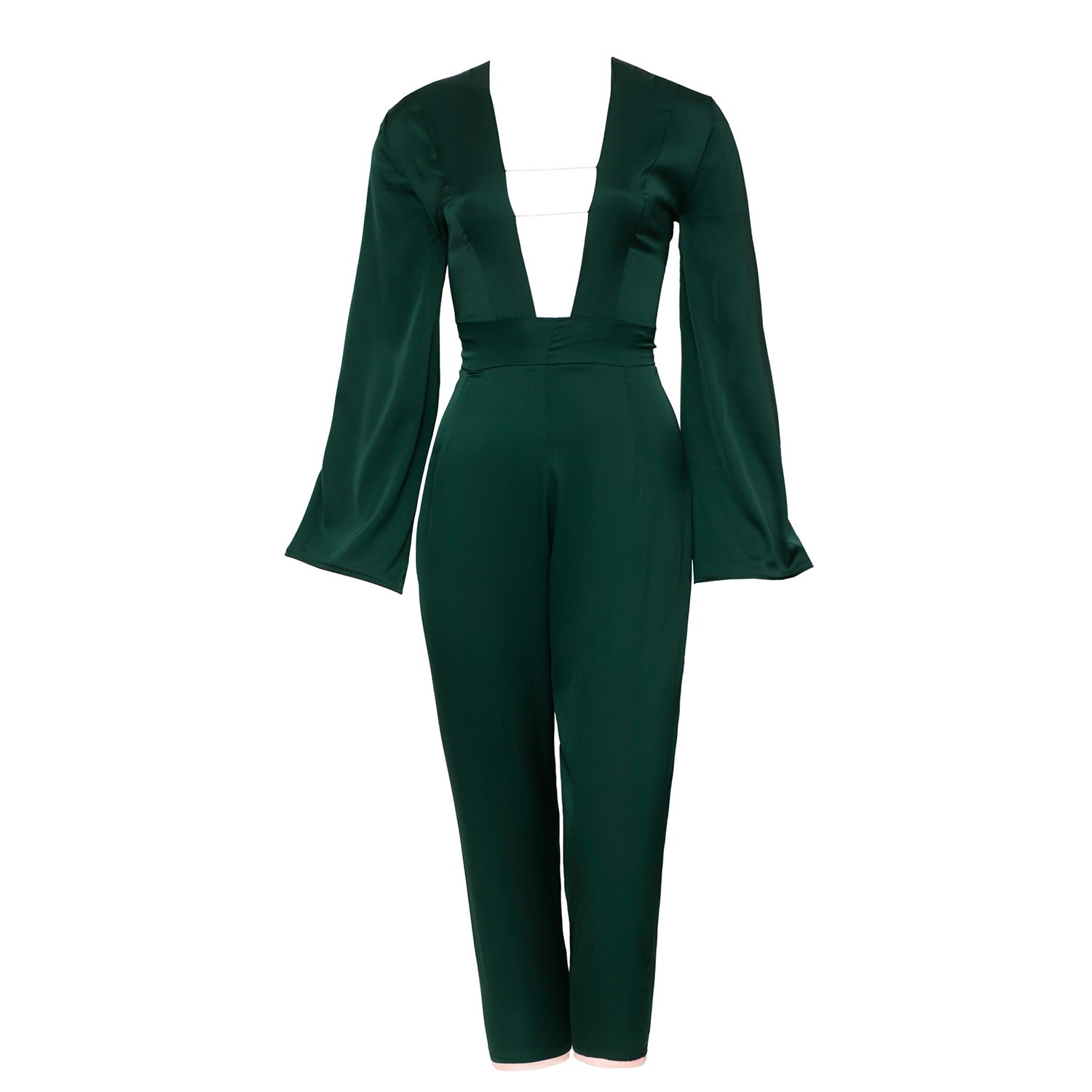La Musa Emerald Silk Jumpsuit In Green