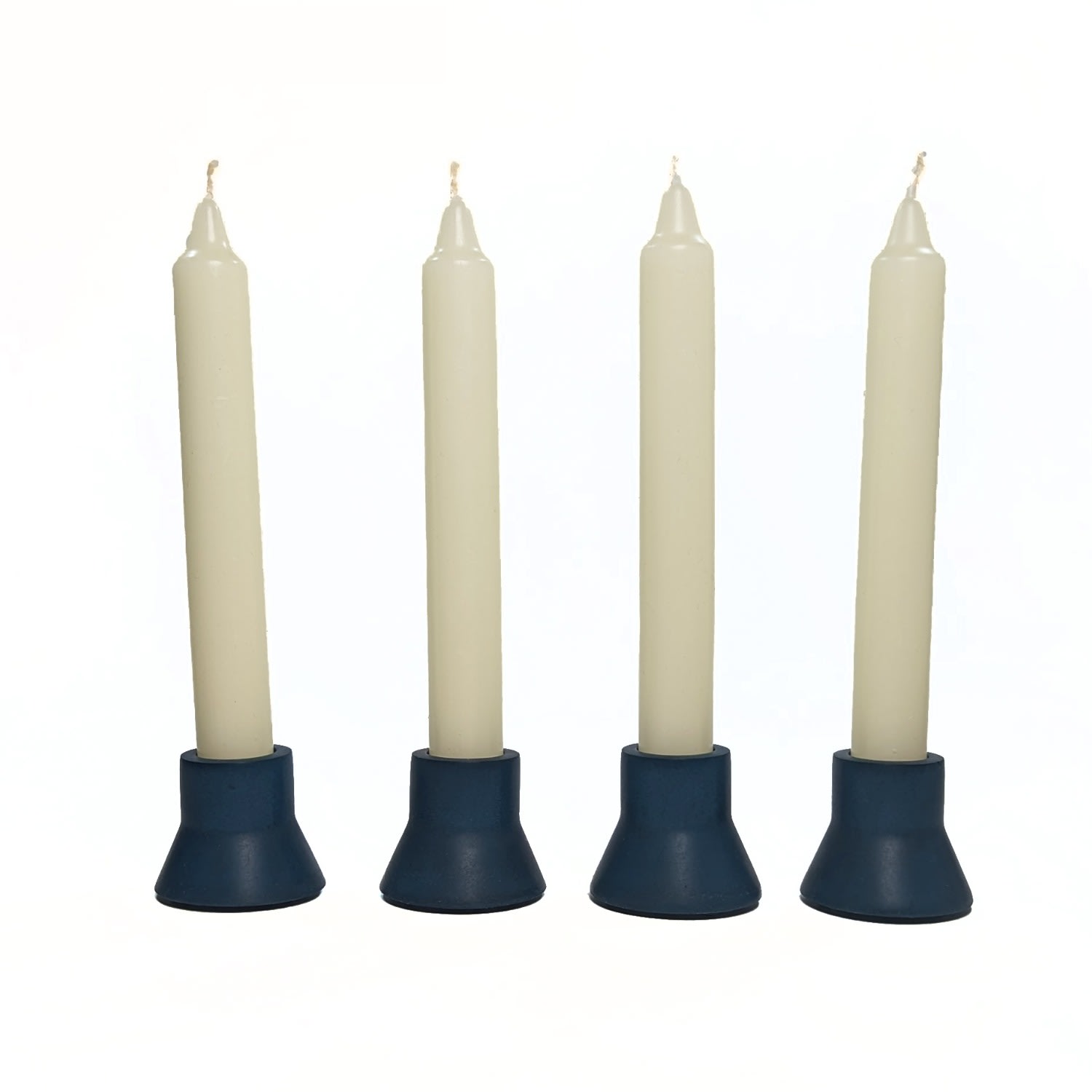 Four Taper Candle Holders - Ocean Blue One Size Ruby Melo