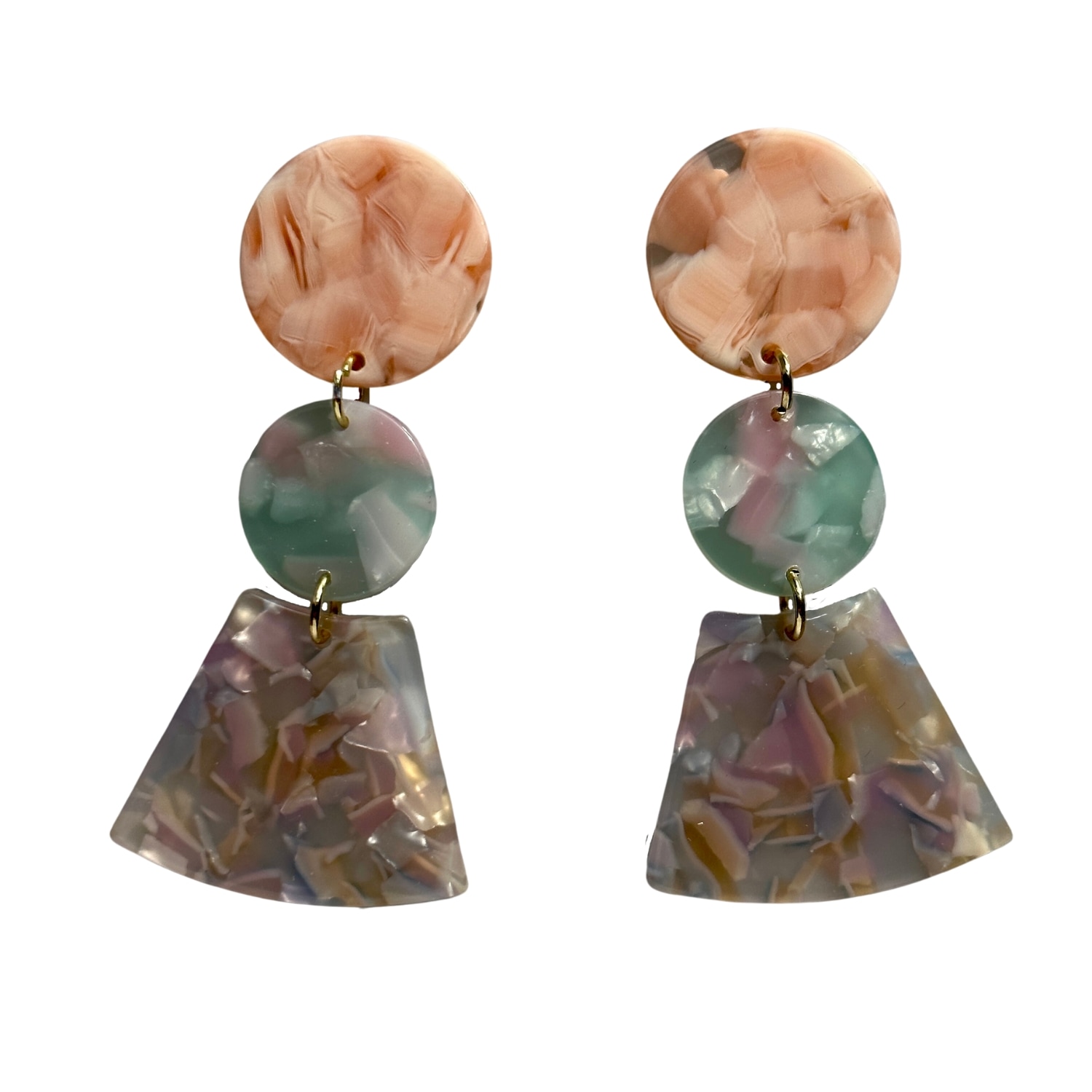 Women’s Green / Blue / Pink Circle Fan Drop Earrings In Pretty In Pastel Closet Rehab