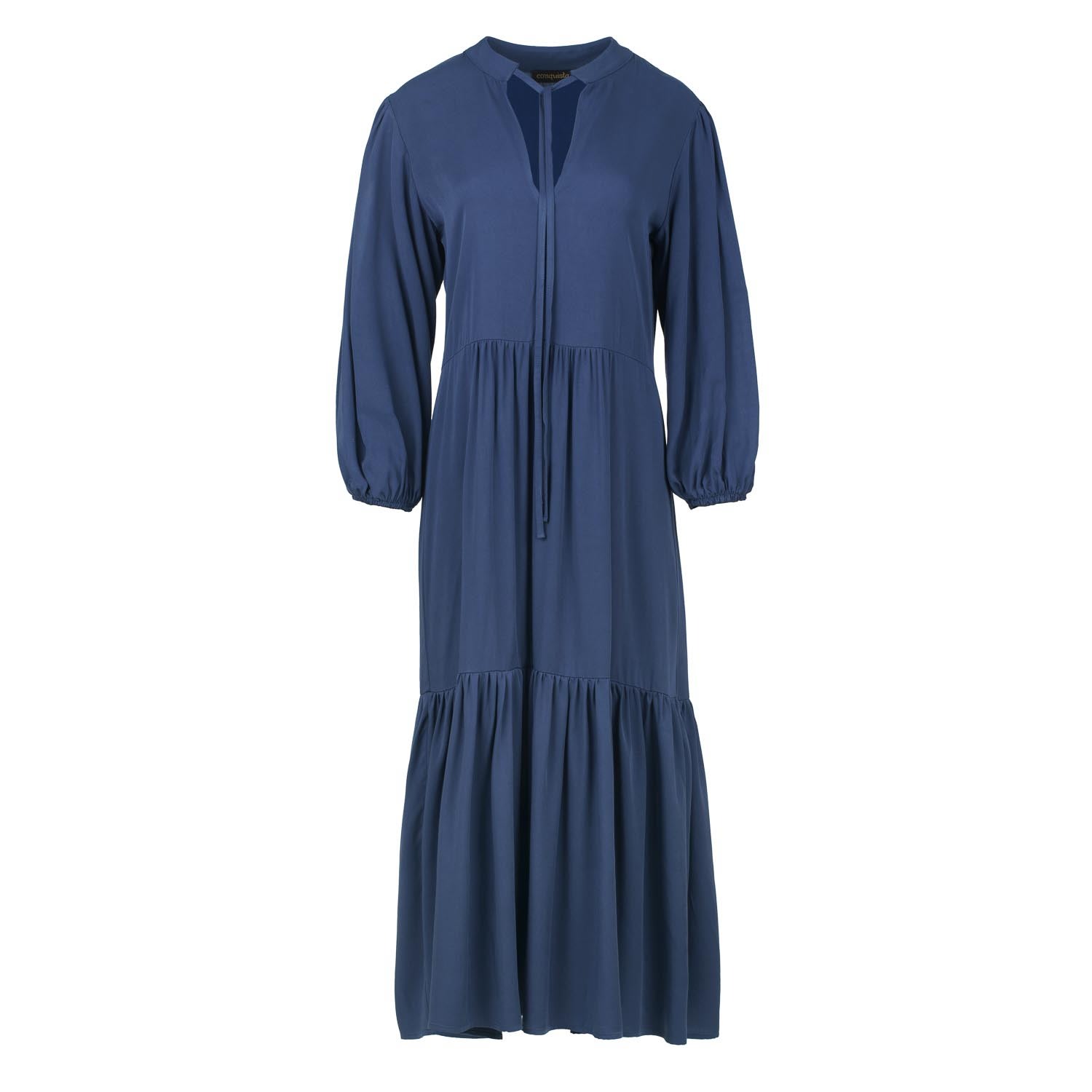 Women’s Blue Navy Midi Dress With Ties Medium Conquista