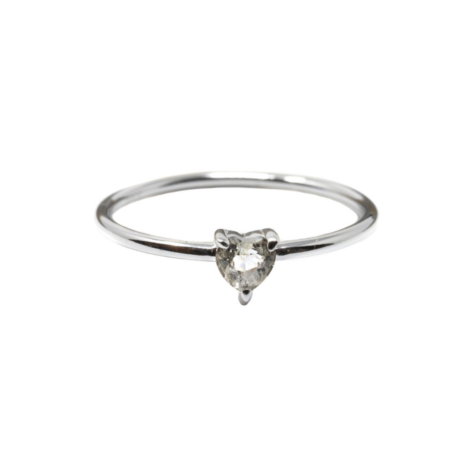 Nasi Silver Women's Yours Heart Ring- White Topaz- Silver In Metallic
