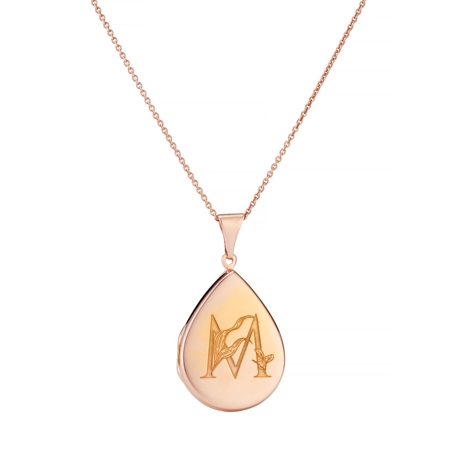 Women’s Gold Plated Floral Engraved Initial Locket Necklace Posh Totty Designs