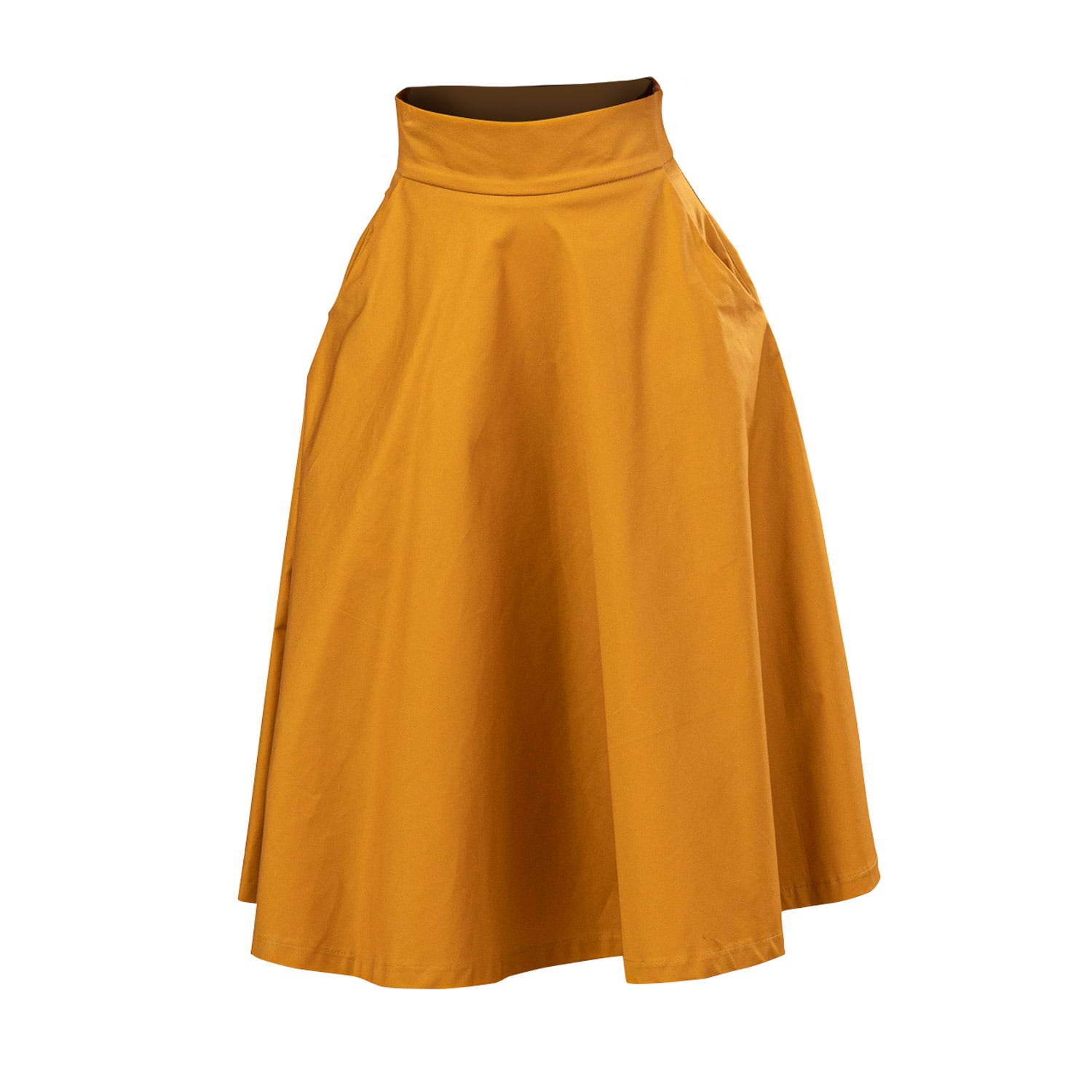 Women’s Yellow / Orange Loose Midi Cotton Skirt With High Waist & Pockets In Mustard Yellow Large Nikka Place